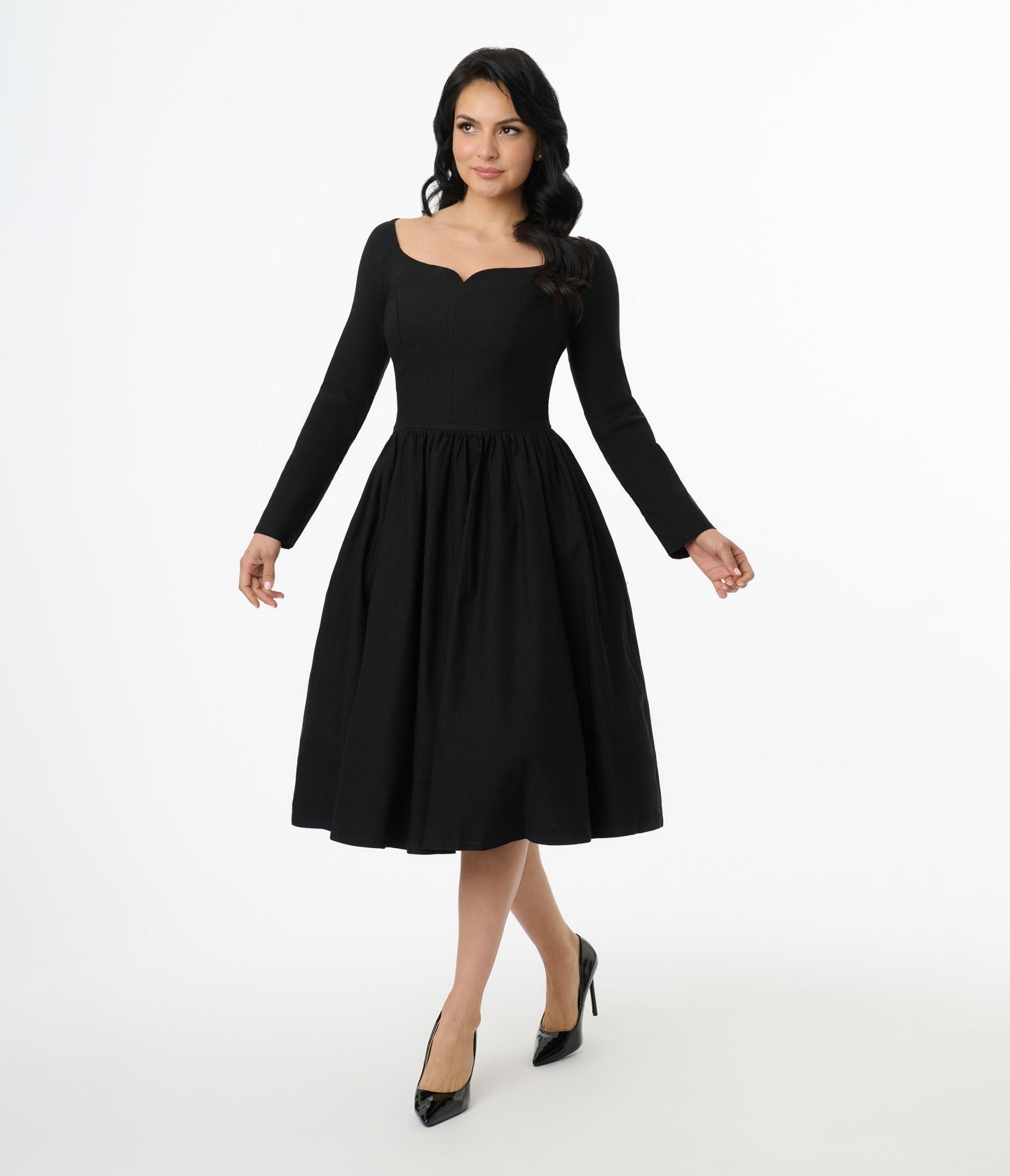 Vintage 1950s Black Sweetheart Swing Dress - Retro Pinup Style for Parties, Weddings & Special Occasions