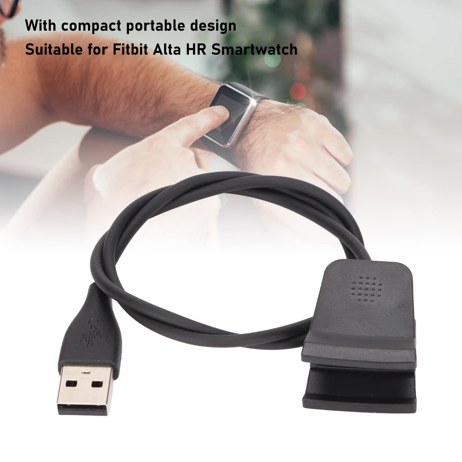 Hilitand 0.5m USB Charger Cable with Dock Stand - Compatible with Fitbit HR | Fast Charging Data Sync Cable for Home, Office & Travel Use