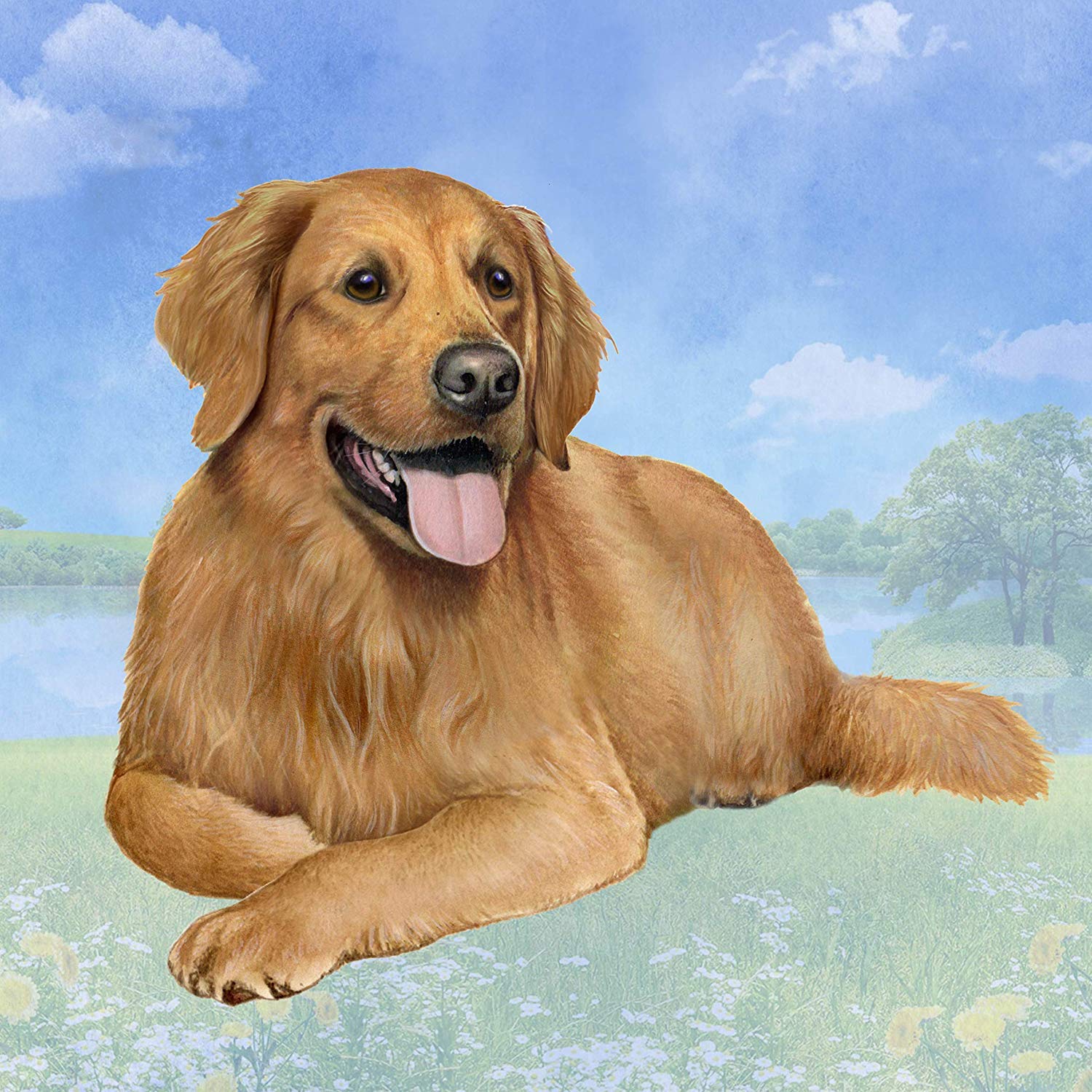 Golden Retriever Absorbent Stone Coaster Set with Cork Back - Prevent Water Rings & Scratches on Wooden Tables - Perfect for Coffee, Dining & Office Desks