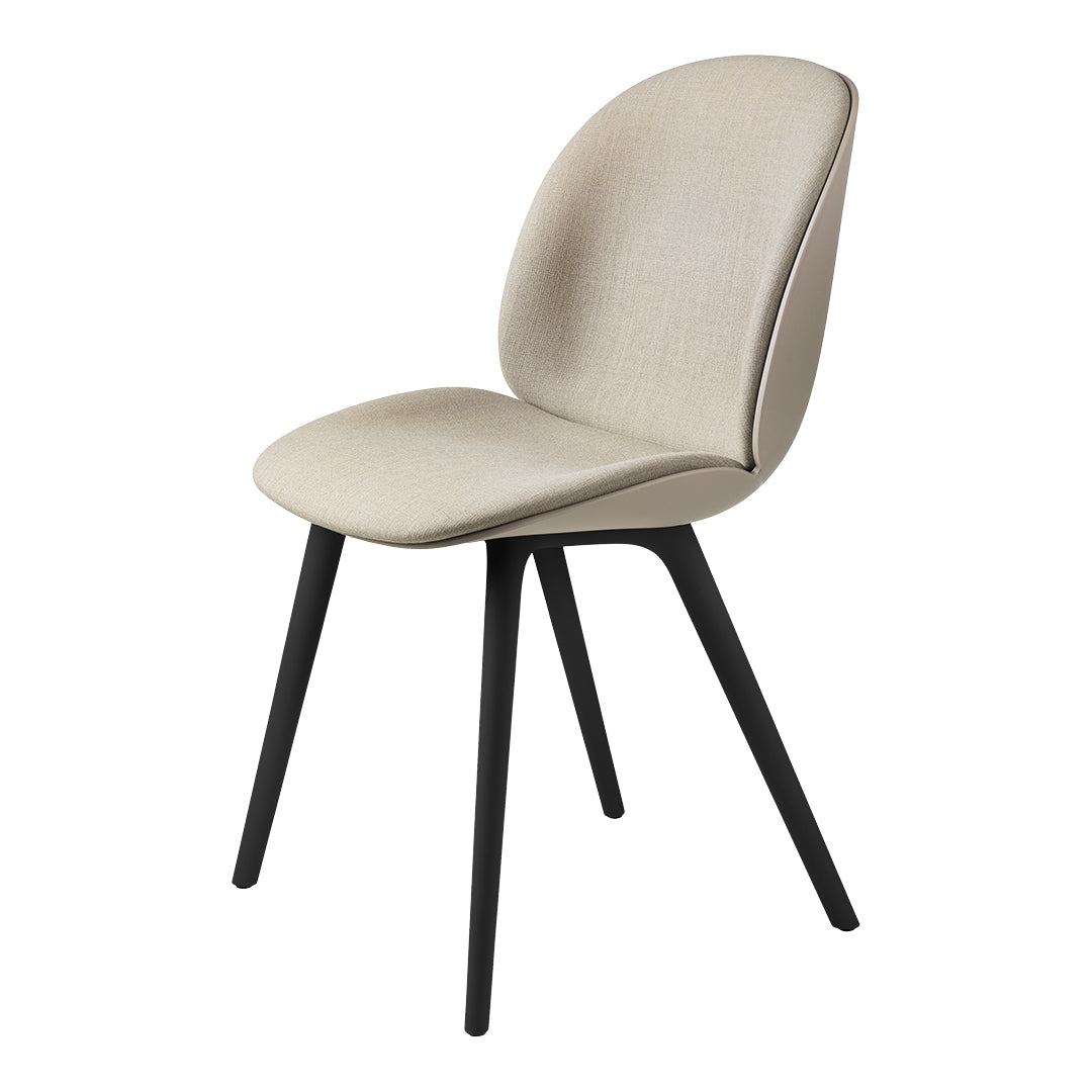 Beetle Dining Chair with Front Upholstery & Black Plastic Base - Modern Kitchen & Dining Room Seating for Home & Restaurant Use
