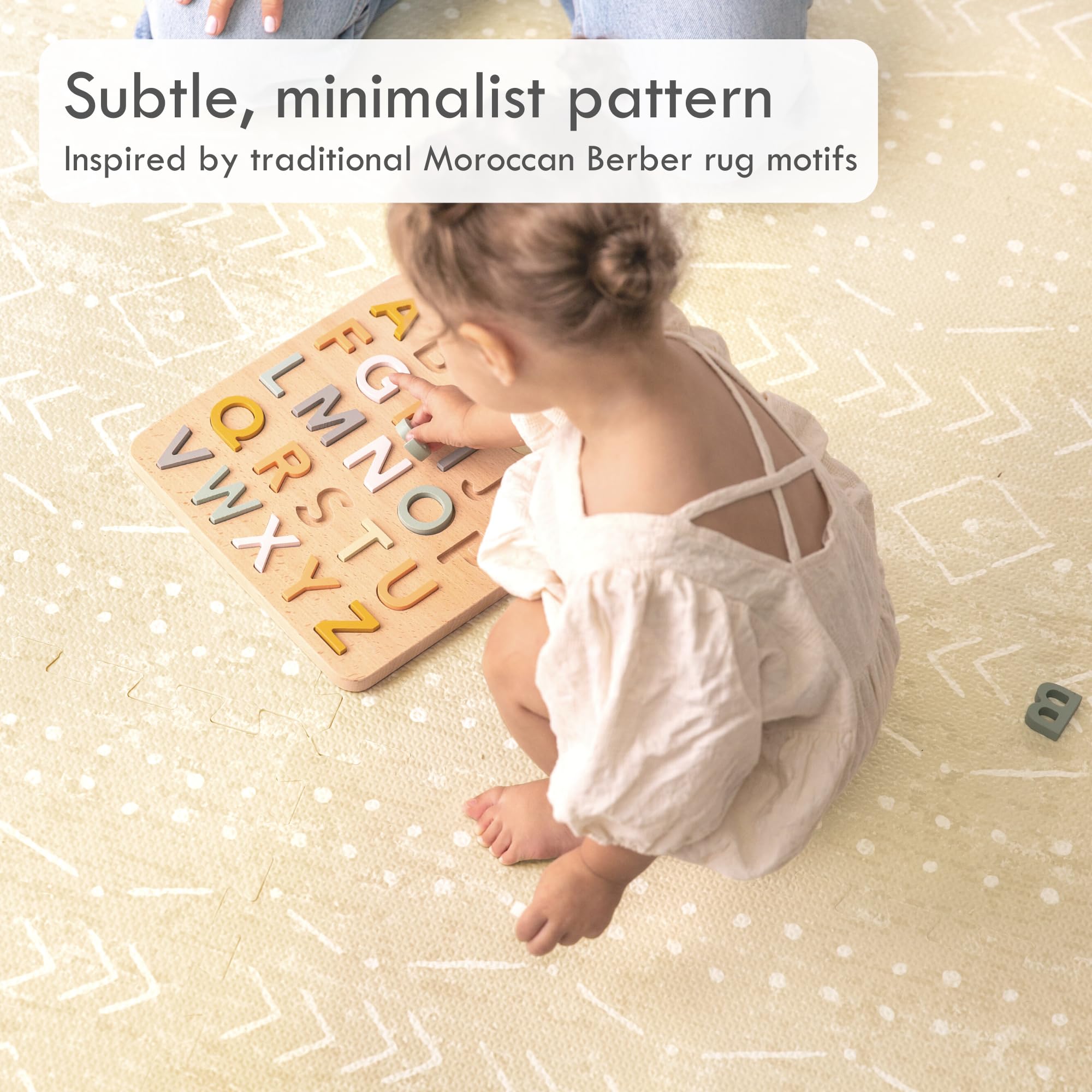 Lillefolk Soft Thick Non-Toxic Foam Play Mat for Babies - 6ft x 6ft Large Interlocking Puzzle Tiles for Tummy Time, Crawling & Nursery Flooring (Beige, 9 Tiles) - Perfect for Playrooms, Daycares & Safe Baby Play Areas