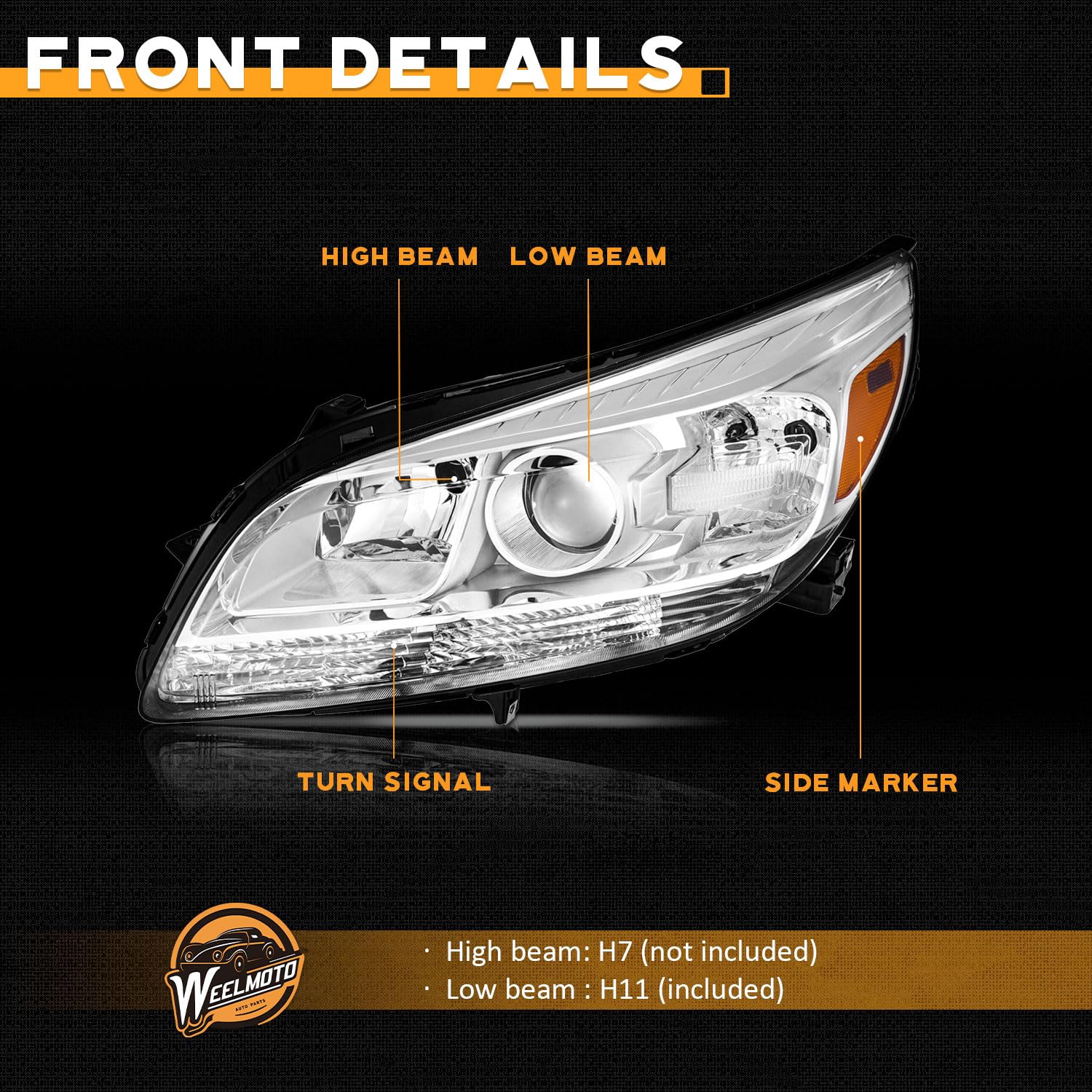 2013-2015 Chevy Malibu Headlights - LT/LTZ Replacement Pair for Night Driving