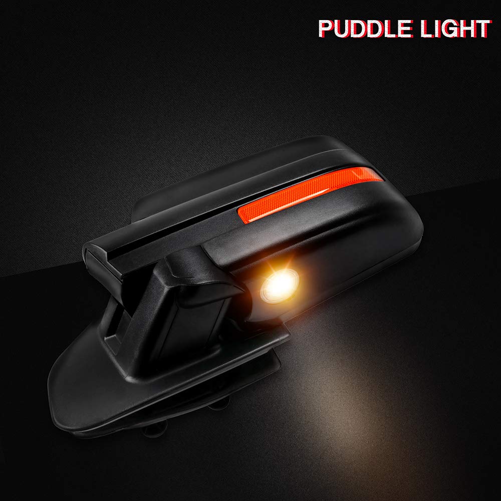 CCiyu Power-Adjusted Heated Towing Mirrors with Turn Signal & Puddle Light - Compatible with 2004-2014 Ford F-150 Series Trucks (LH Left & RH Right, Black) - Perfect for Enhanced Visibility & Safety While Towing or Night Driving