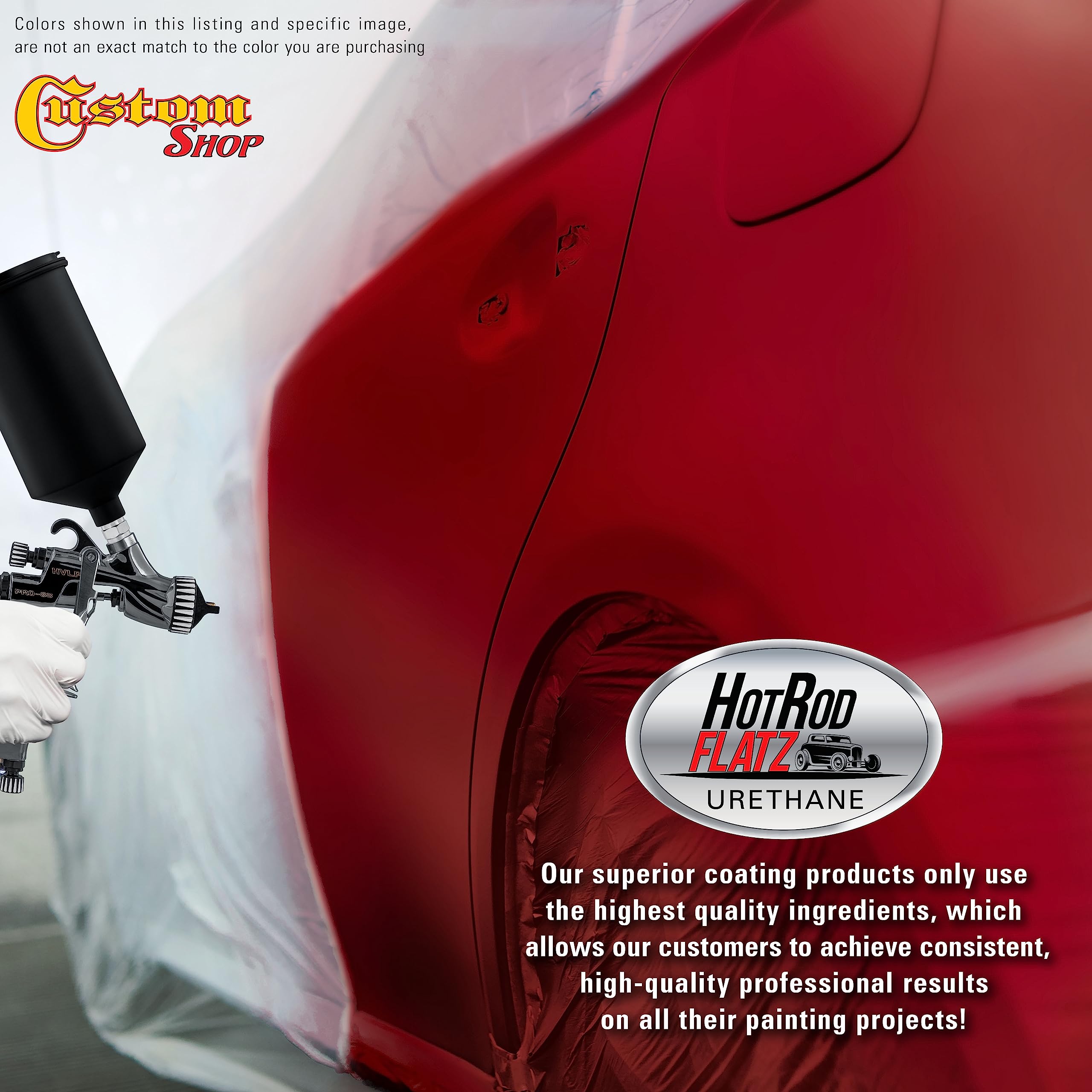 Victory Red Hot Rod Flatz Flat Matte Satin Urethane Auto Paint - Professional Low Sheen Gallon Kit for Cars & Trucks (4:1 Mix Ratio) - Ideal for Custom Shops, Automotive Restoration & Hot Rod Projects