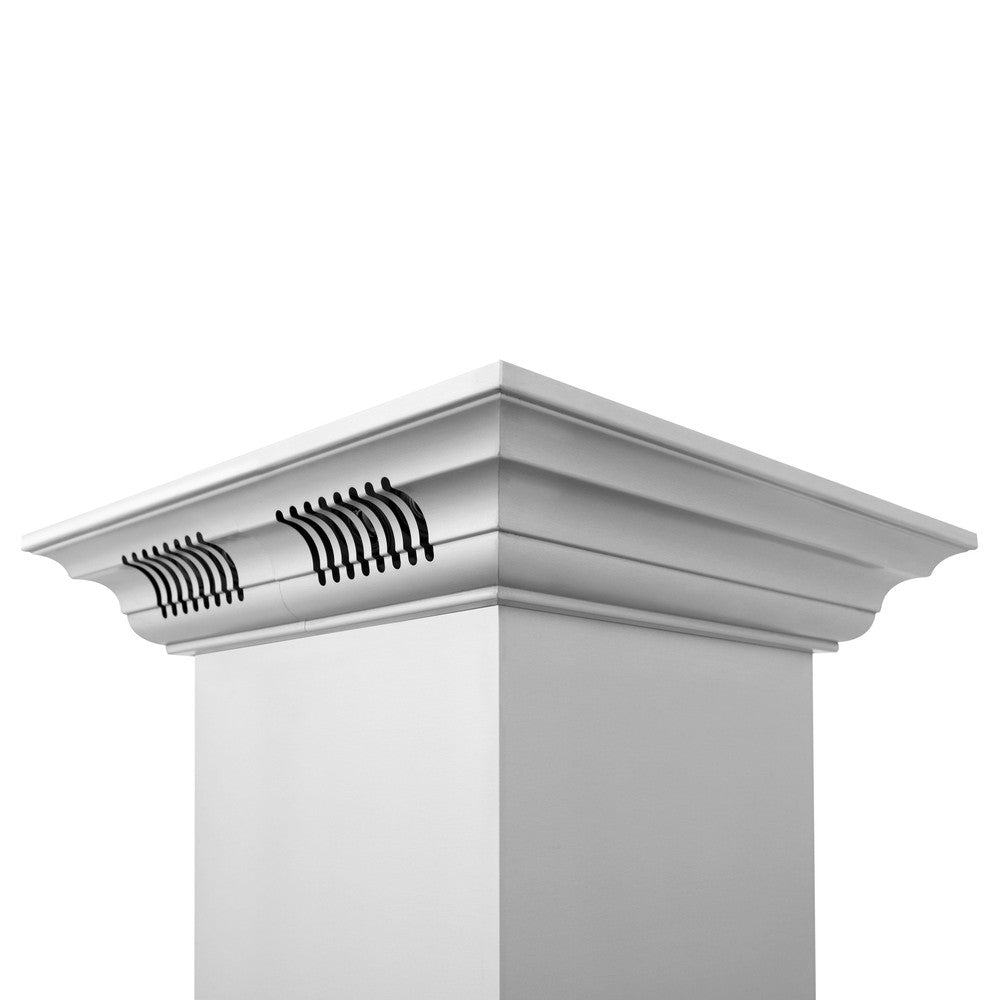 ZLINE GL2iCRN BT Stainless Steel Island Mount Range Hood with Built-in CrownSound Bluetooth Speakers - Premium Kitchen Ventilation for Modern Homes, Perfect for Cooking & Entertaining