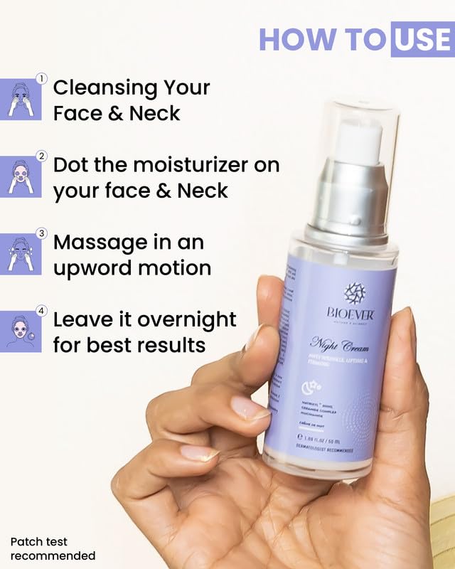 Bioever Night Cream - Brightening & Anti-Aging Night Cream for Dark Spots, Hyperpigmentation & Melasma | Reduces Wrinkles & Evens Skin Tone | 50ml | Perfect for Nighttime Skin Repair & Rejuvenation