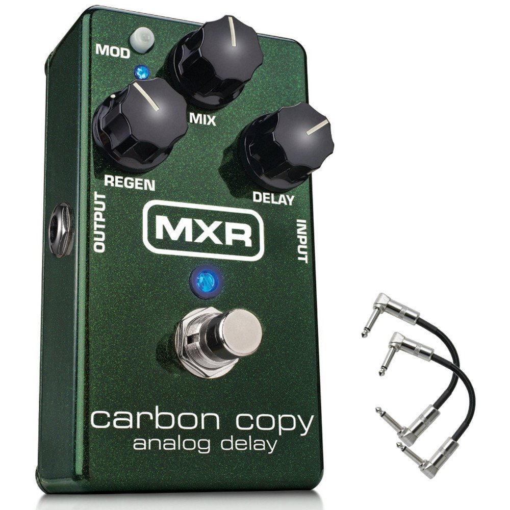 Dunlop M169 MXR Carbon Copy Analog Delay Guitar Pedal with 600ms Delay Time & True Bypass - Includes 2 Patch Cables for Electric Guitar Effects & Stage Performances