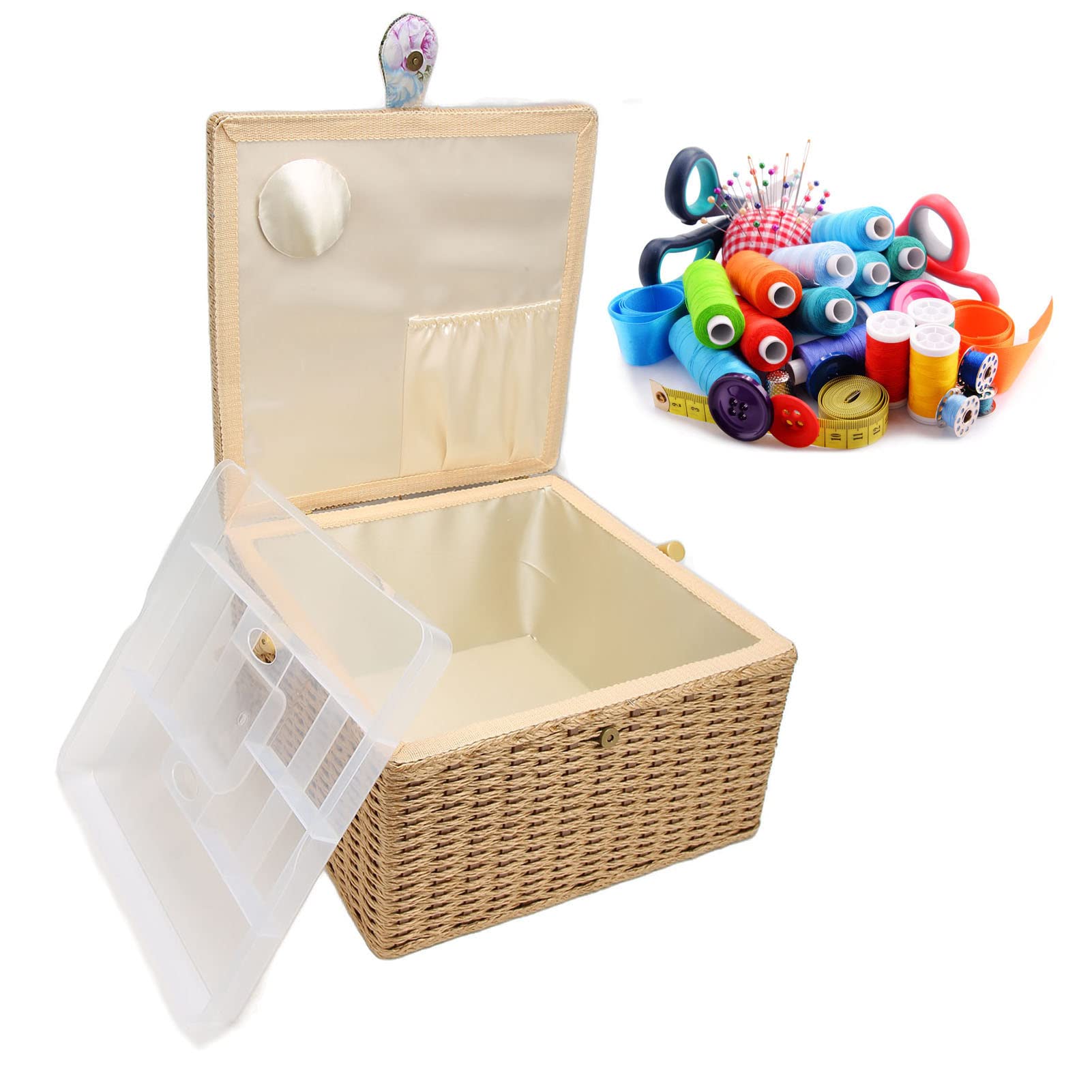 Large Storage Box Organizer Tray - Multi-Purpose Storage Container for Sewing Baskets, Craft Supplies & Room Organization | Perfect for Home, Office & Craft Room Storage Solutions