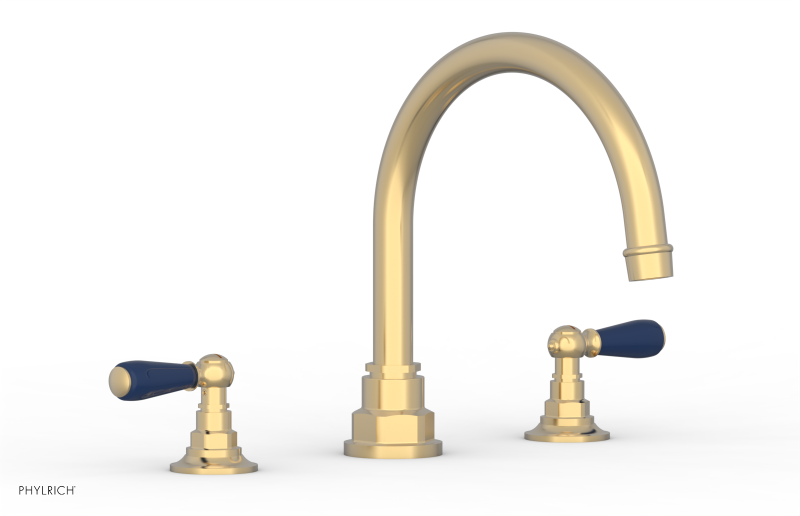 Jamestown Deck Tub Set with Lever Handles - Navy Blue Accented Bathroom Faucet (41