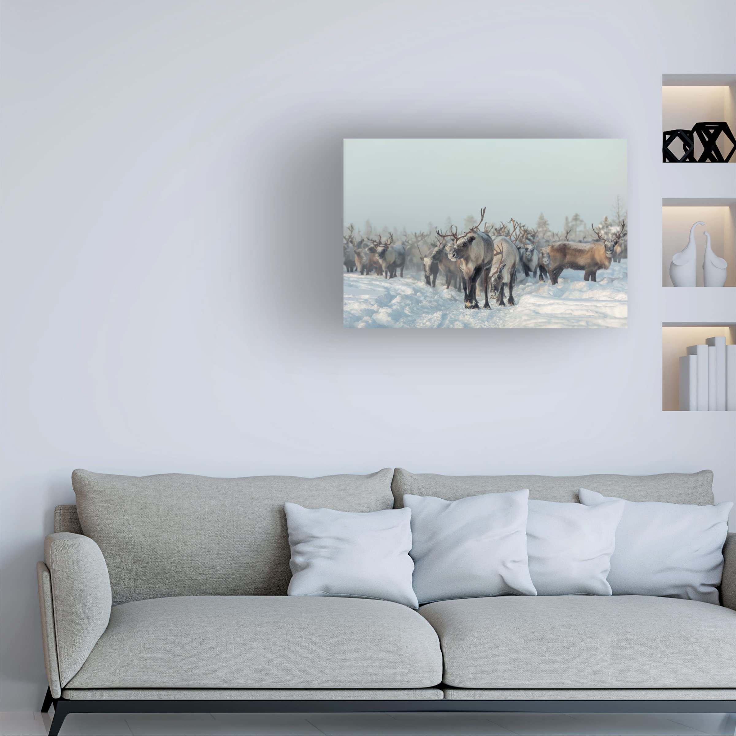 Trademark Fine Art 'Reindeers' Canvas Wall Art by Patrik Minar - Perfect for Christmas Decor, Living Room & Bedroom