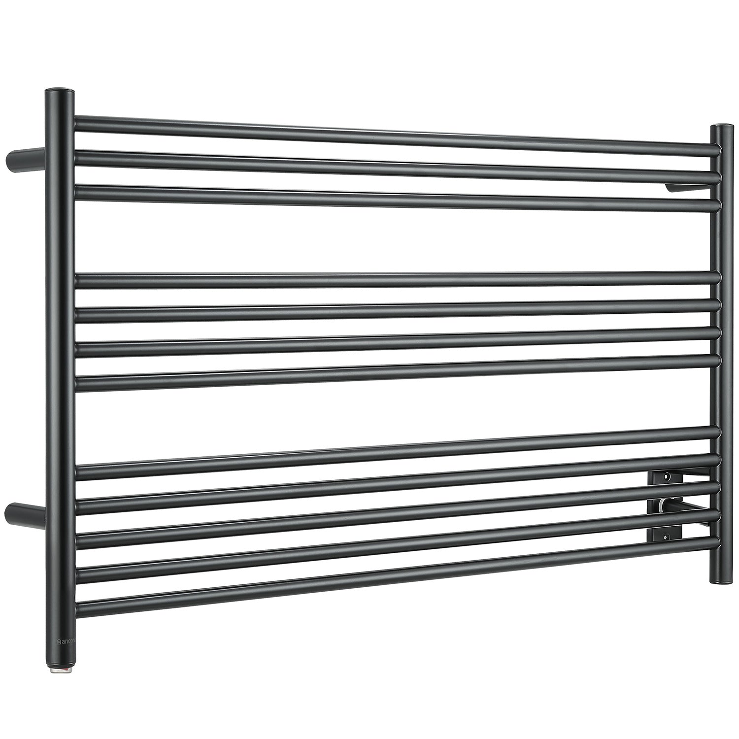 Ancona Amplia Dual 12 Bar Hardwired & Plug-in Bathroom Towel Warmer Heater - Matte Black Finish for Luxury Spa & Master Bathroom