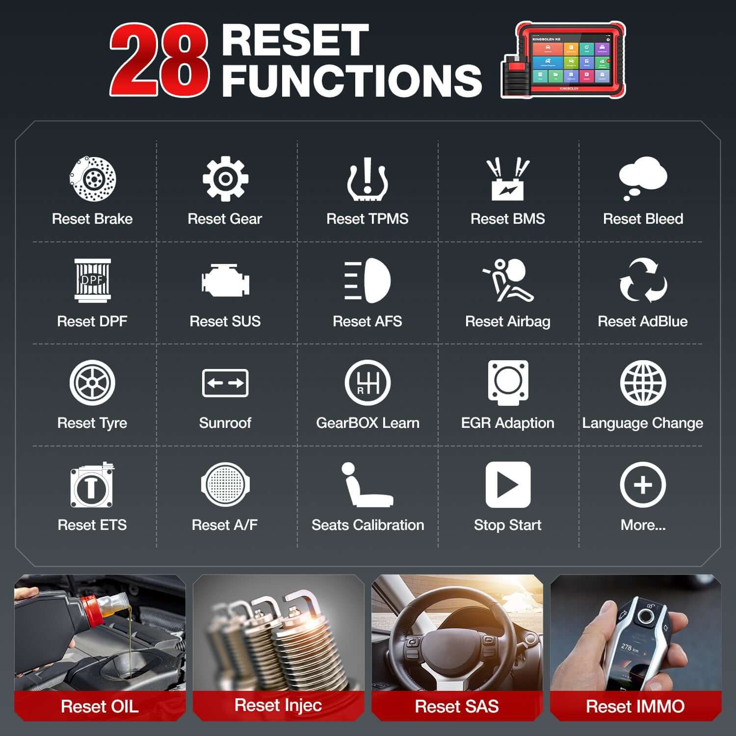 KINGBOLEN K8 Full System ECU Coding Bi-Directional OBD2 Scanner - 2 Years Free Updates - Professional Automotive Diagnostic Tool for Mechanics & DIY Car Repair