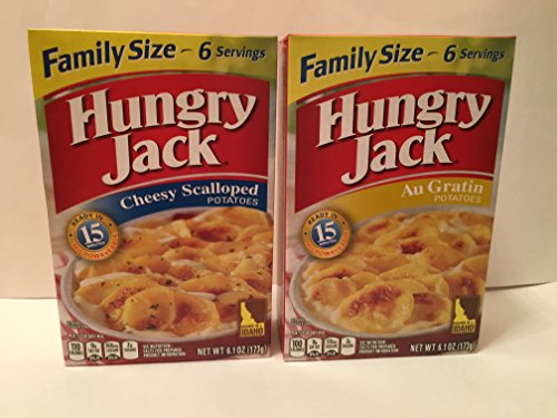 Hungry Jack Family Size Cheesy Scalloped & Au Gratin Potatoes Bundle (Pack of 2) | Easy Homemade Potato Side Dish | Perfect for Family Dinners, Potlucks & Holiday Meals