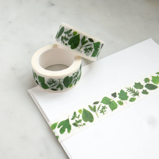 Bottle Brush Washi Tape - Green Leaves Design for Scrapbooking, Journaling & DIY Crafts | Decorative Adhesive Tape for Home Decor, Gift Wrapping & Stationery