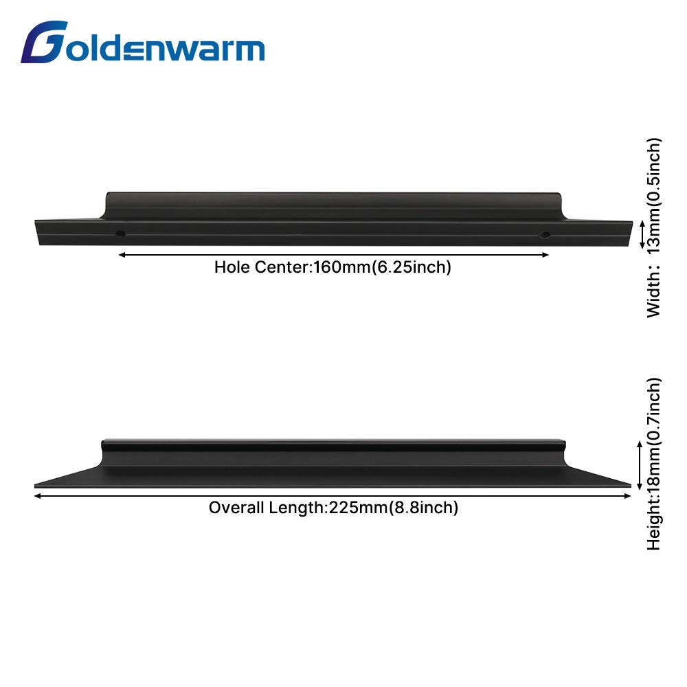 Goldenwarm 10 Pack Black Cabinet Handles - 6-1/4 Inch (160mm) Modern Drawer Pulls - Sleek Hardware for Cupboard, Bathroom Door & Dresser - Perfect for Kitchen, Bathroom & Furniture Upgrade