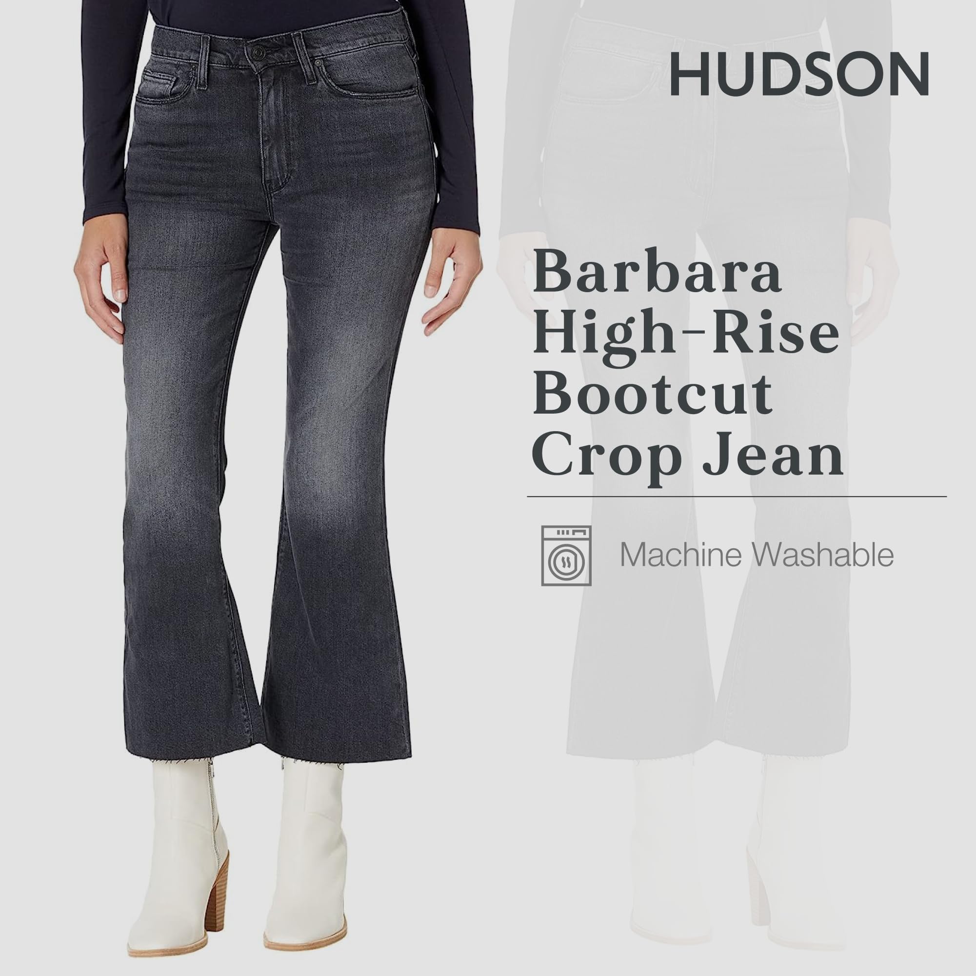 Hudson Jeans Women's Barbara High Rise Bootcut Cropped Jeans - Stylish & Comfortable Denim Pants for Casual Wear, Office & Night Out