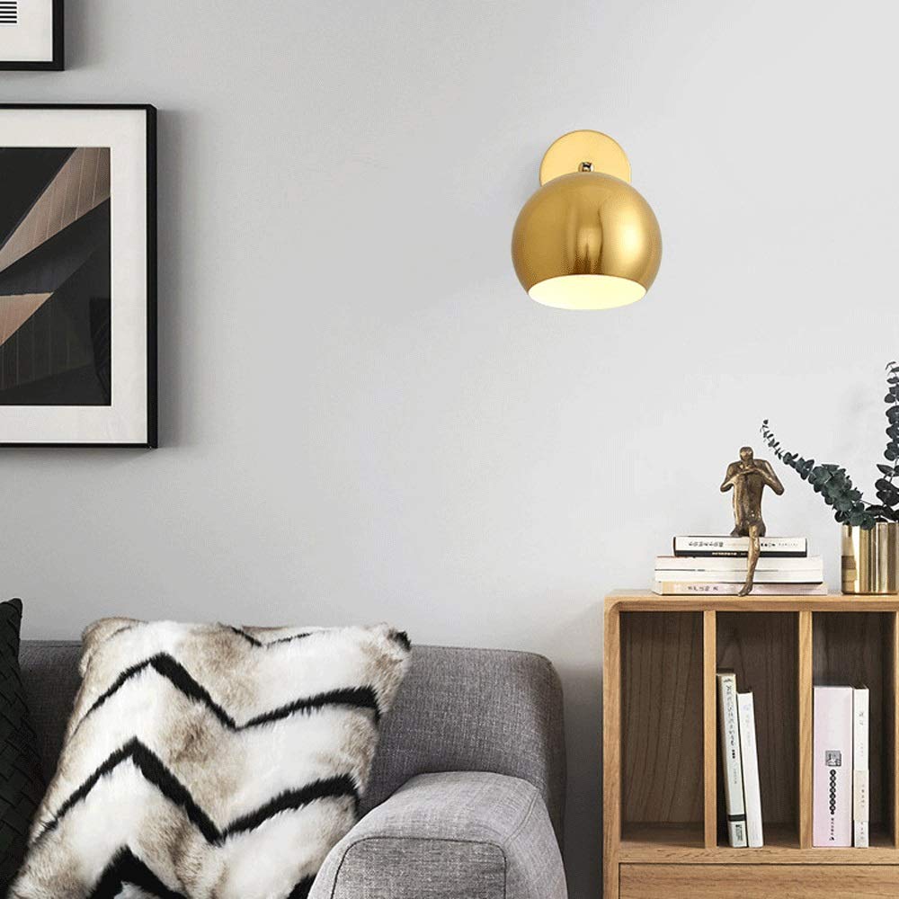 Golden Adjustable Wall Sconce Light Fixture - Modern E27 Wall Lamp for Bedroom, Living Room & Study - Dimmable Reading Light & Night Light for Bedside, Children's Room & Home Decor