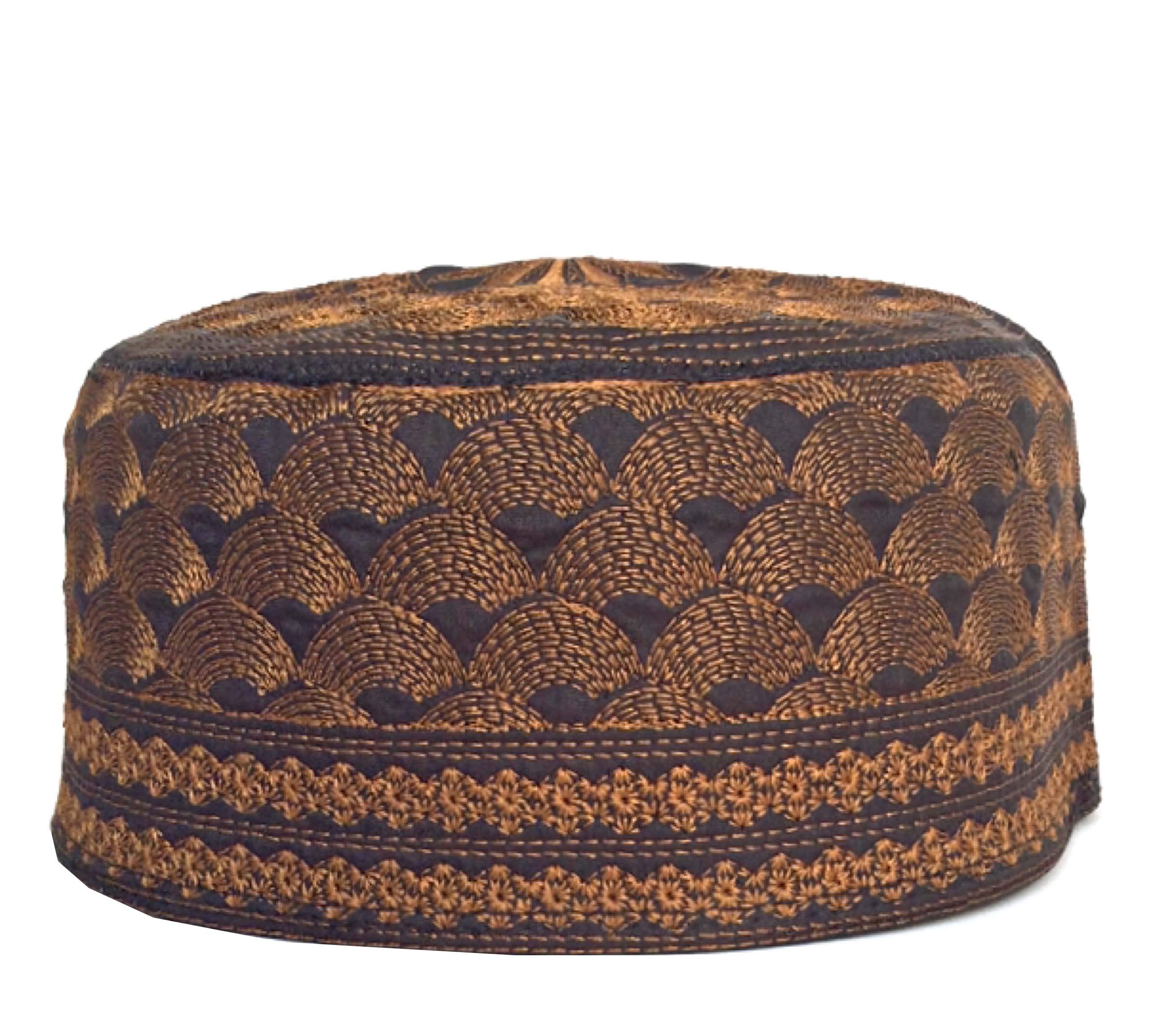 Hand Embroidered Kufi Skull Cap for Men & Women - Solid Knitted Beanie with Silk Threads - Perfect for Prayer, Daily Wear, and Cultural Events