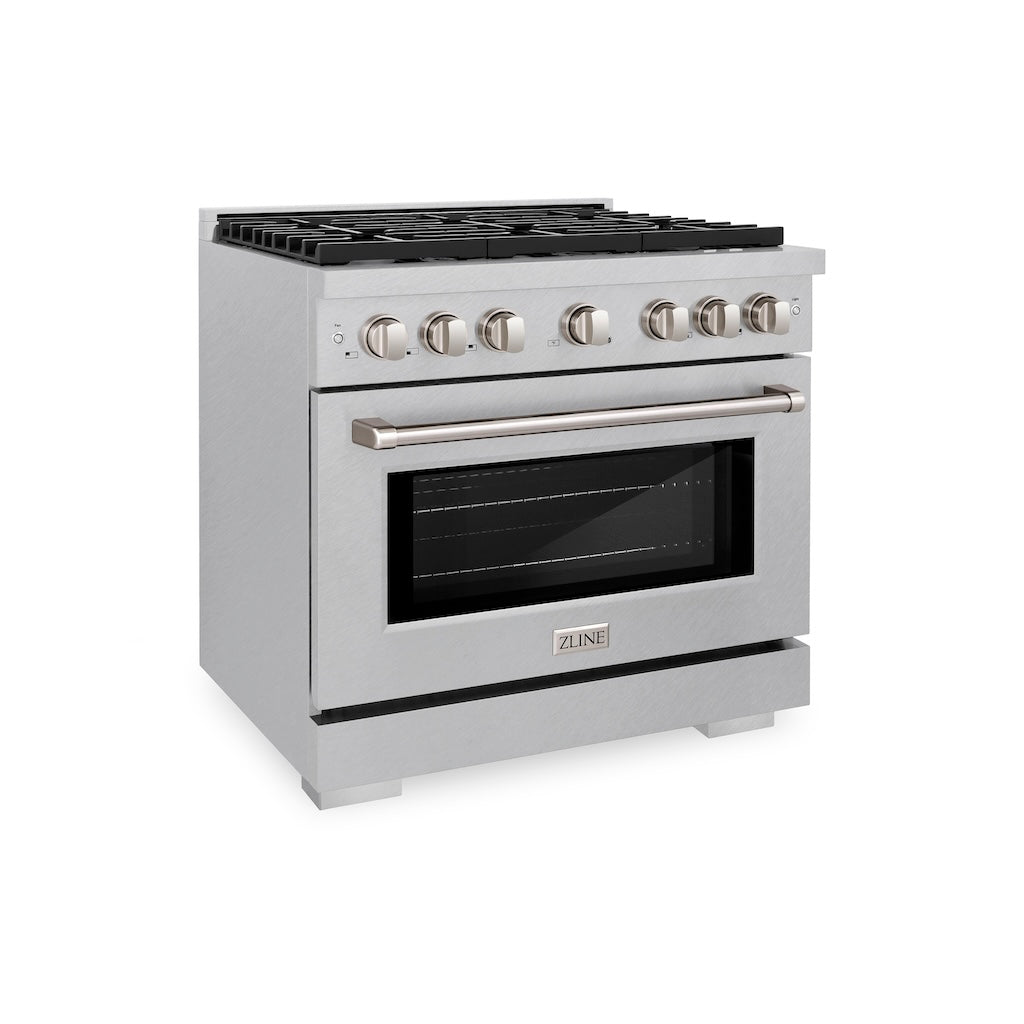 ZLINE 36 Inch 5.2 Cu. Ft. Paramount Professional Gas Range - 6 Burner Cooktop & Convection Oven - Satin Stainless Steel (SGRS 36) - Ideal for Home Chefs & Modern Kitchens