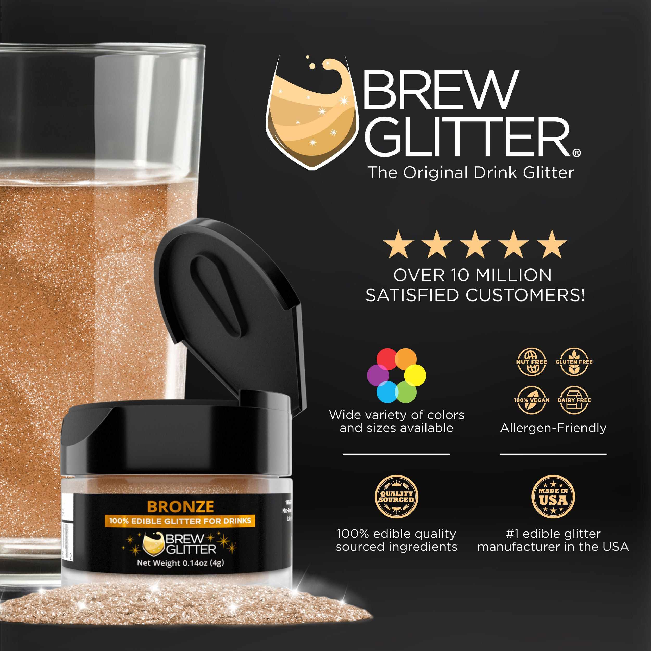 Bronze Brew Glitter Spray Pump for Cosmetics & Body Art | Private Label & Wholesale | Perfect for DIY Crafts, Festival Makeup & Nail Art