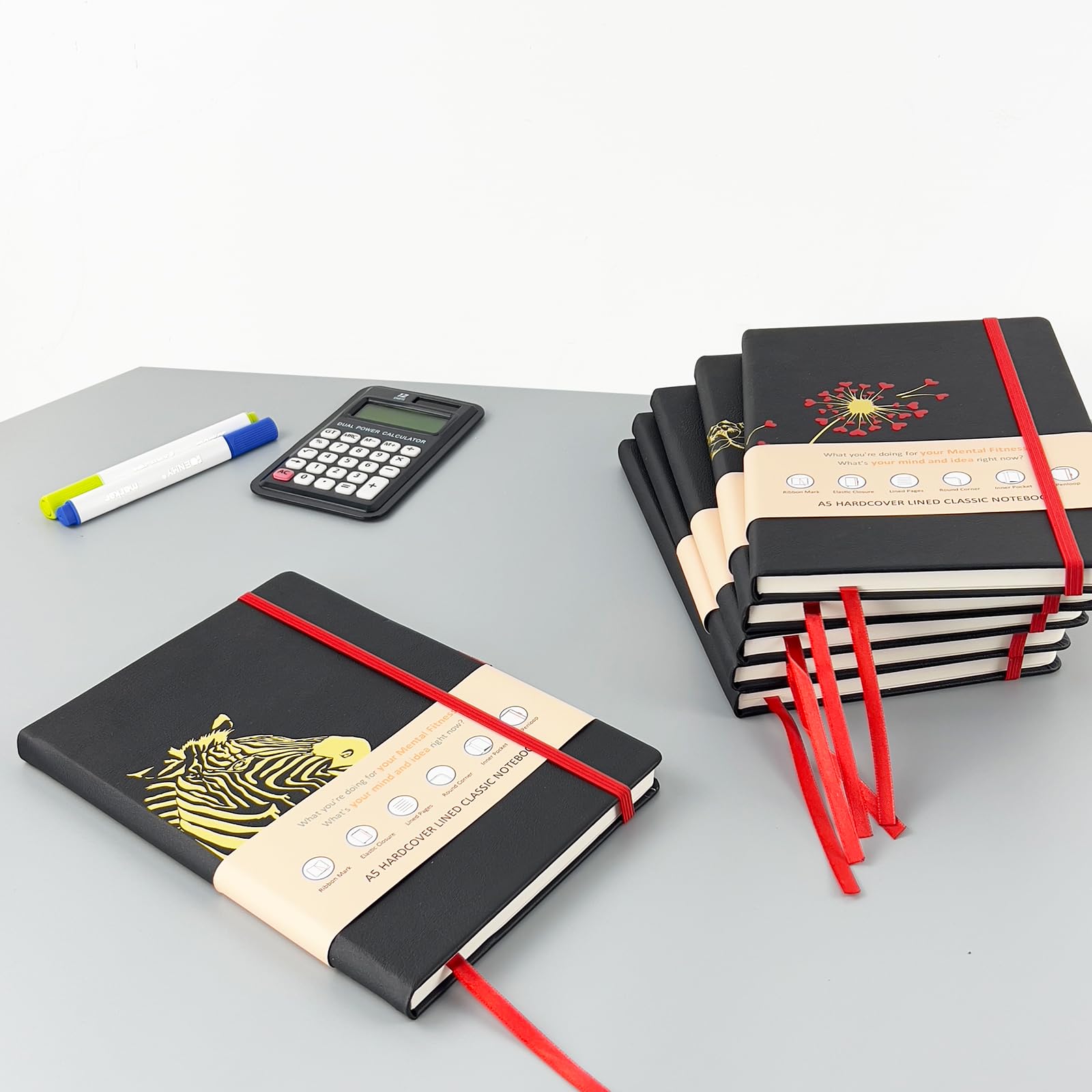 Premium Lined Black Journal Notebook - 192 Pages A5 Hardcover with Thick Paper, Pen Loop & Pocket - College Ruled for Writing, Note Taking - Perfect for Travel, Business, Work, School & Daily Use - 5.6