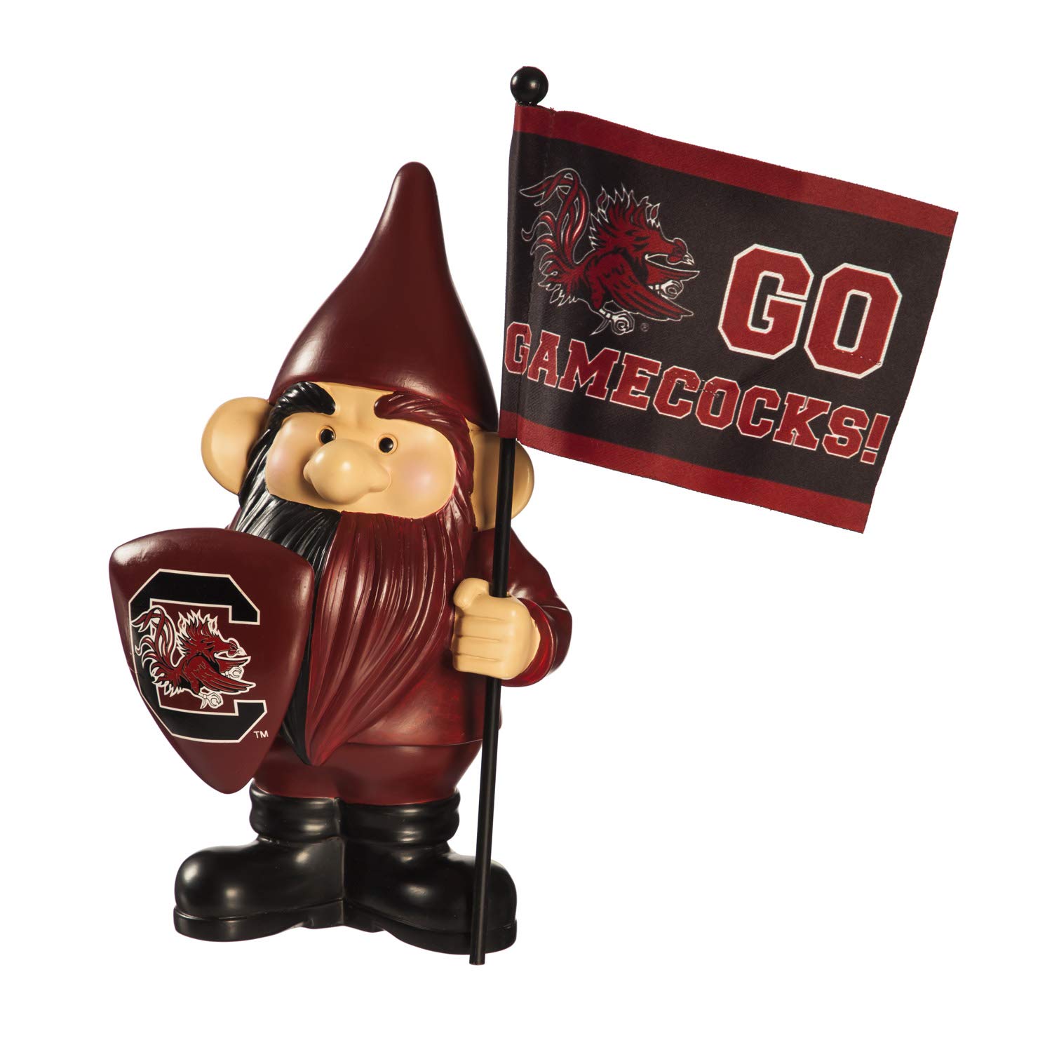 University of South Carolina Gamecocks Garden Gnome with Flag Holder - Perfect for College Football Tailgating & Home Decor