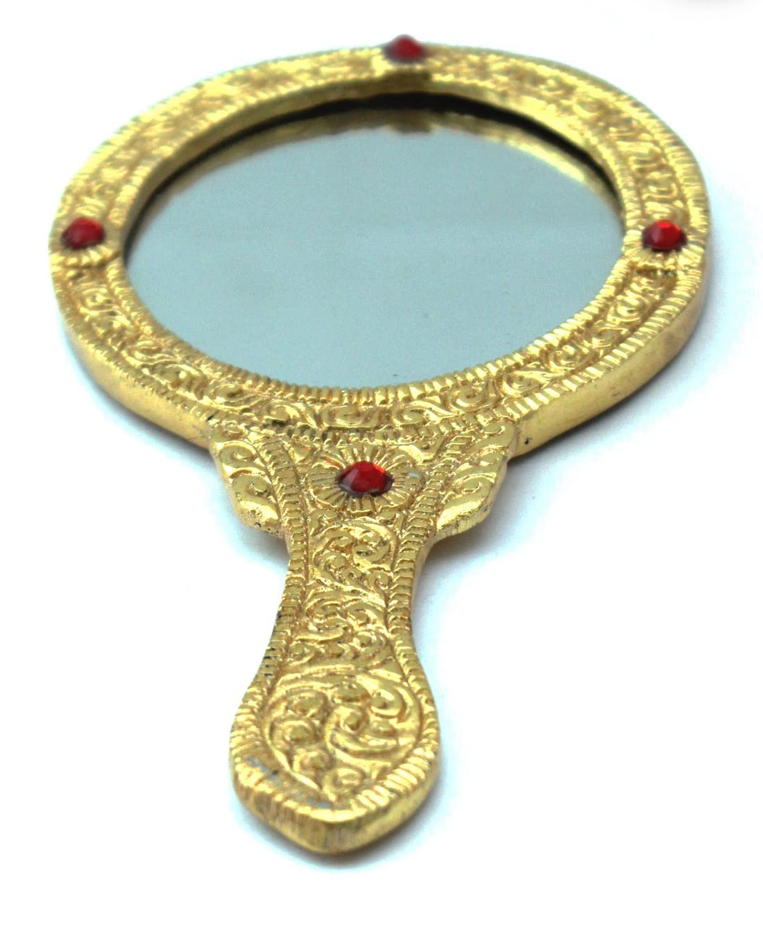 Vintage Golden Handheld Mirror for Makeup & Travel - 10X18 cm