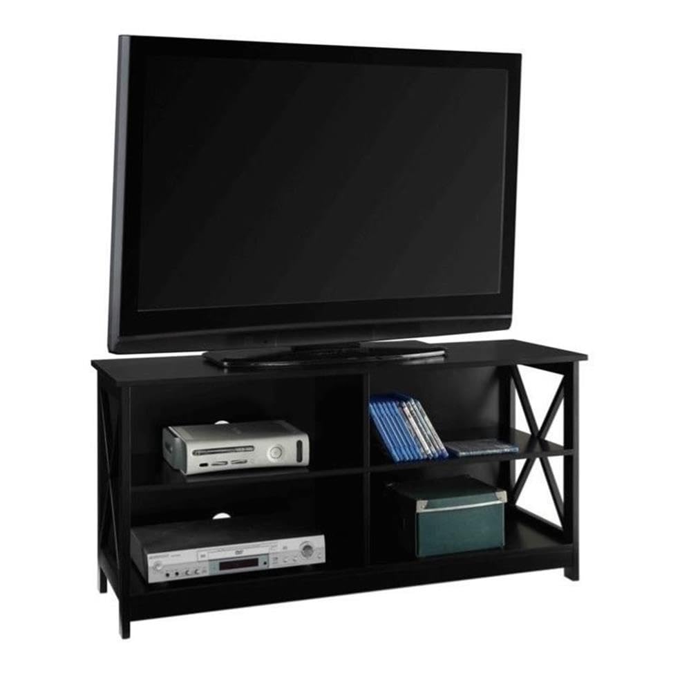 Pemberly Row Modern TV Stand in Black - Stylish Entertainment Center for Living Room & Home Theater