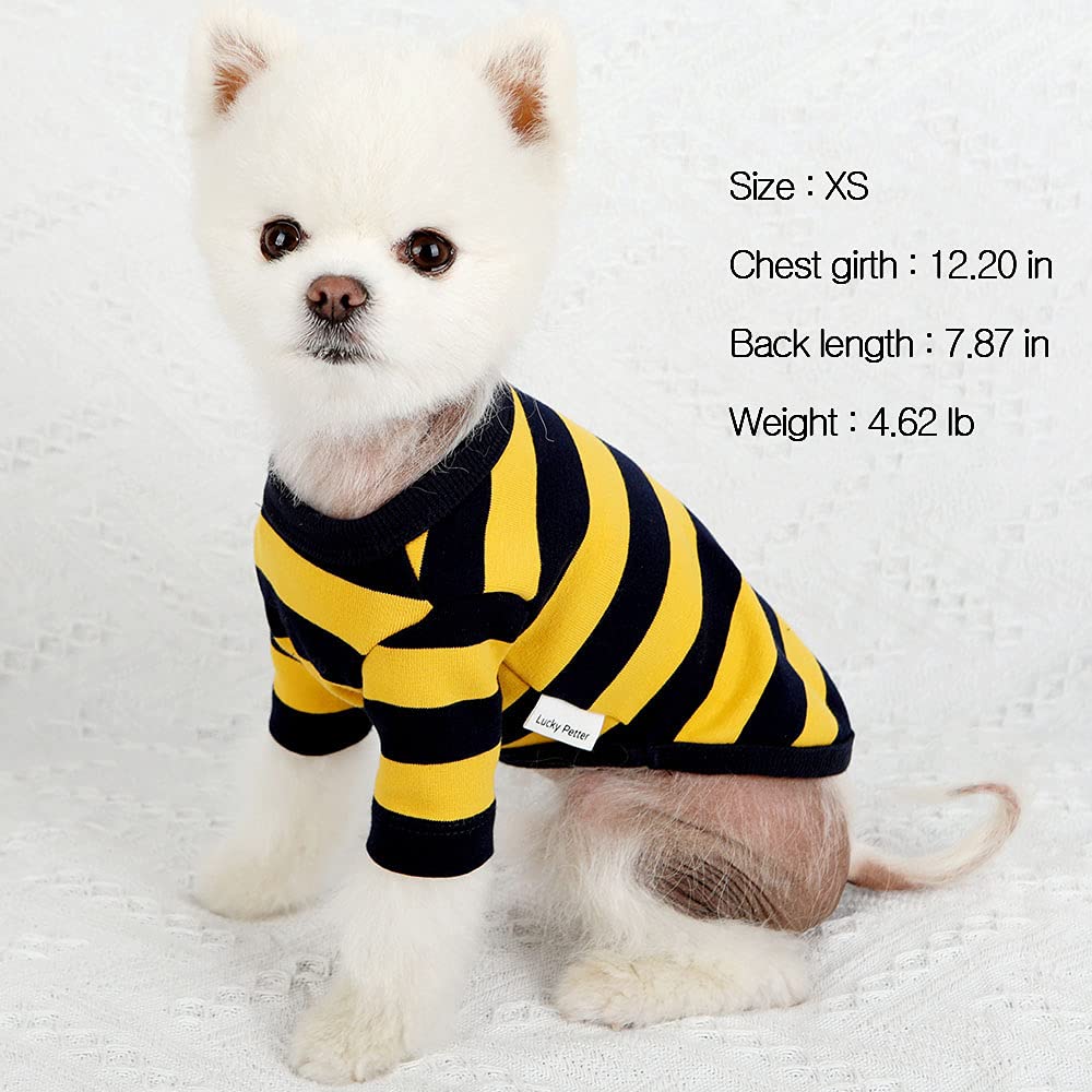 Soft Breathable Cotton Rugby Striped Dog T-Shirt for Small & Large Dogs - Comfortable Pet Clothes (Large, Yellow/Navy) - Perfect for Daily Walks, Playtime & Outdoor Adventures