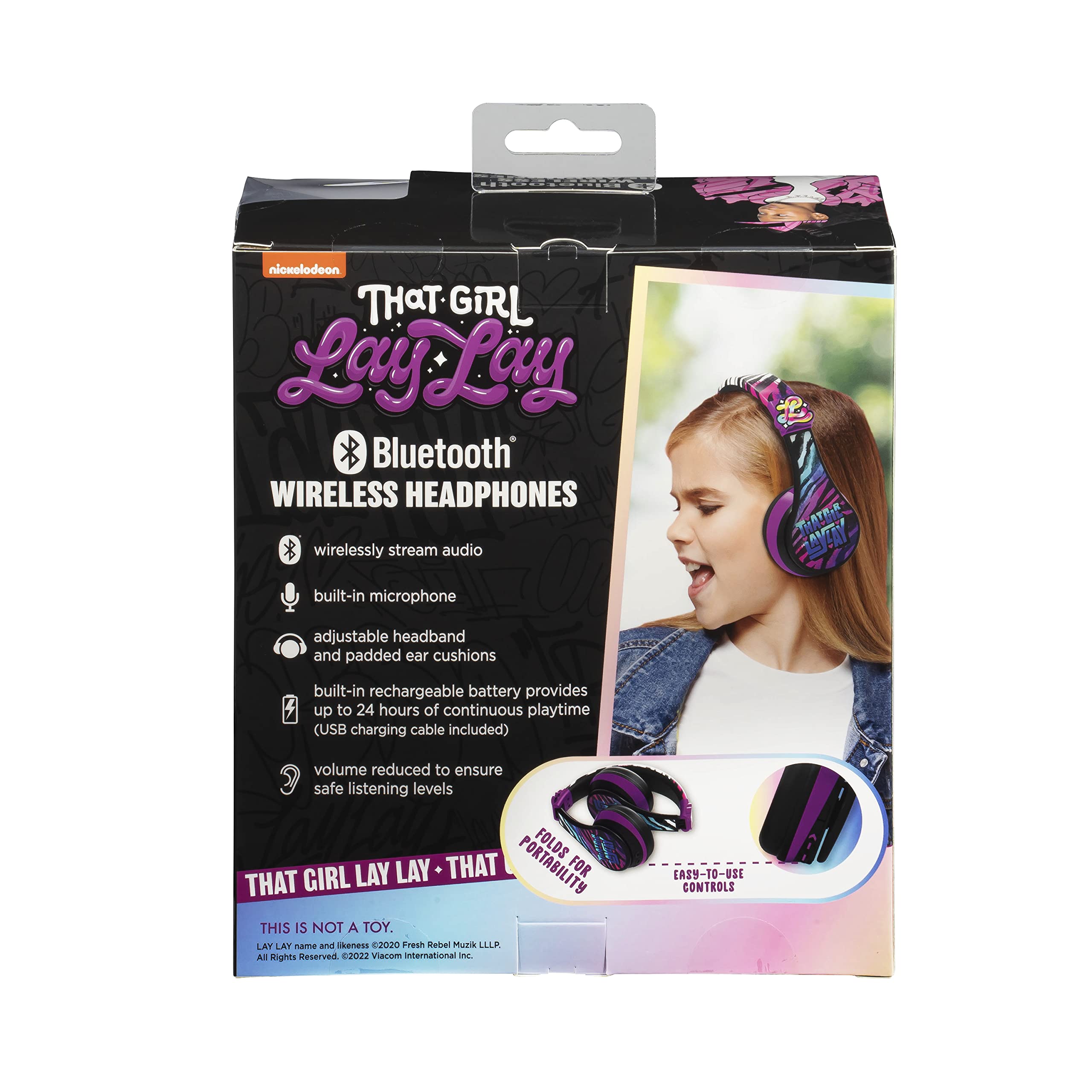 eKids That Girl Lay Lay Bluetooth Headphones for Kids - Wireless Headphones with Built-in Mic, Volume Limiting Safe Headphones for School, Home, Travel & Online Learning - Perfect for Classroom, Airplane & Virtual Classes