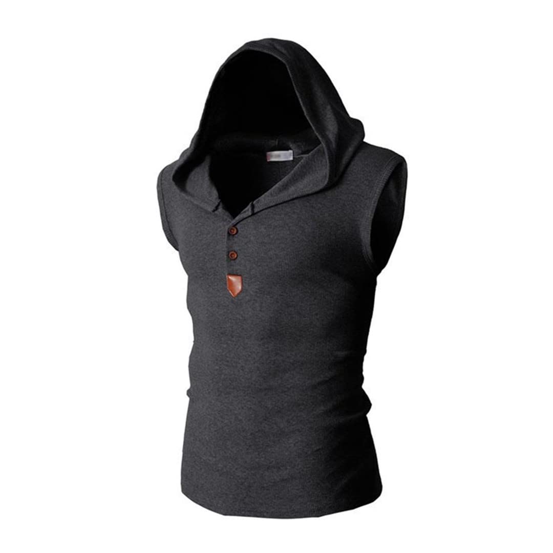 Men's Summer Stretch Sleeveless Hooded Shirt | Slim Fit Athletic Top for Gym, Running & Outdoor Activities