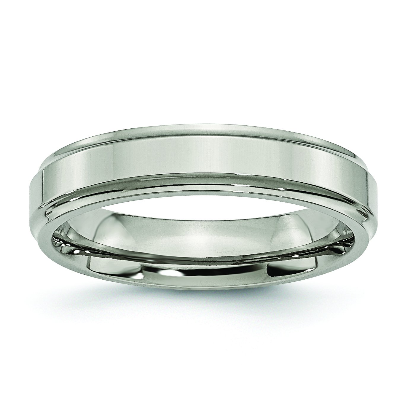 Men's Titanium Wedding Band Ring - 5mm Polished with Ridged Edge - Durable & Comfortable for Everyday Wear - Perfect for Weddings, Anniversaries & Special Occasions