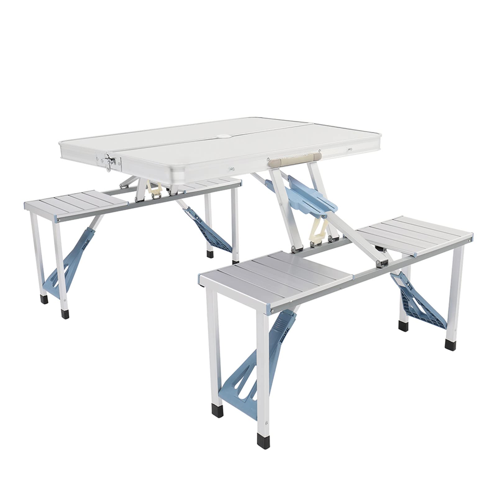 Keseno One Piece Folding Table and Chair Set - Lightweight Aluminum Alloy Portable Picnic Furniture for Outdoor, Indoor, Courtyard, Camping, Beach, and Backyard Use