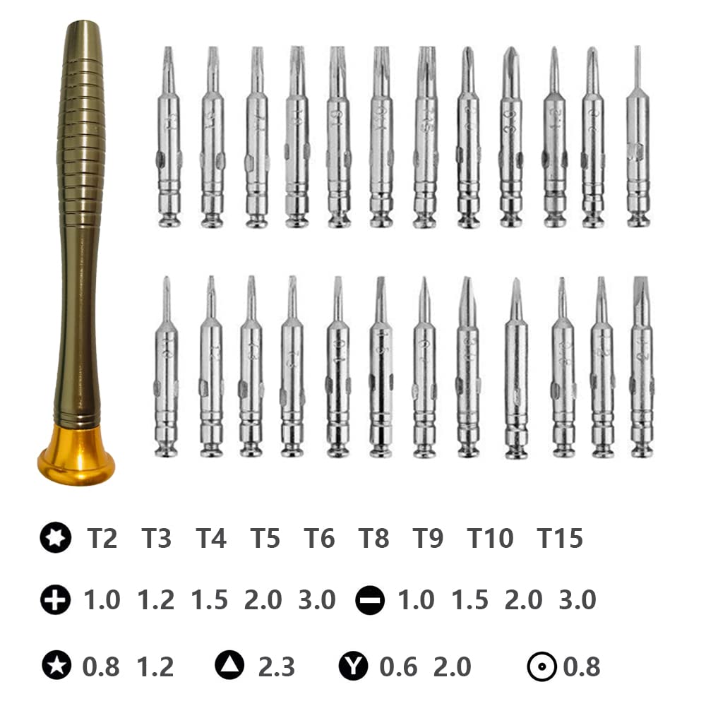 25 in 1 Mini Precision Screwdriver Set with Torx & Pentalobe Bits - AKTOO Portable Repair Tool Kit for Electronics, Computers, Phones, Watches, Cameras & Glasses - Ideal for DIY Repairs & Tech Maintenance