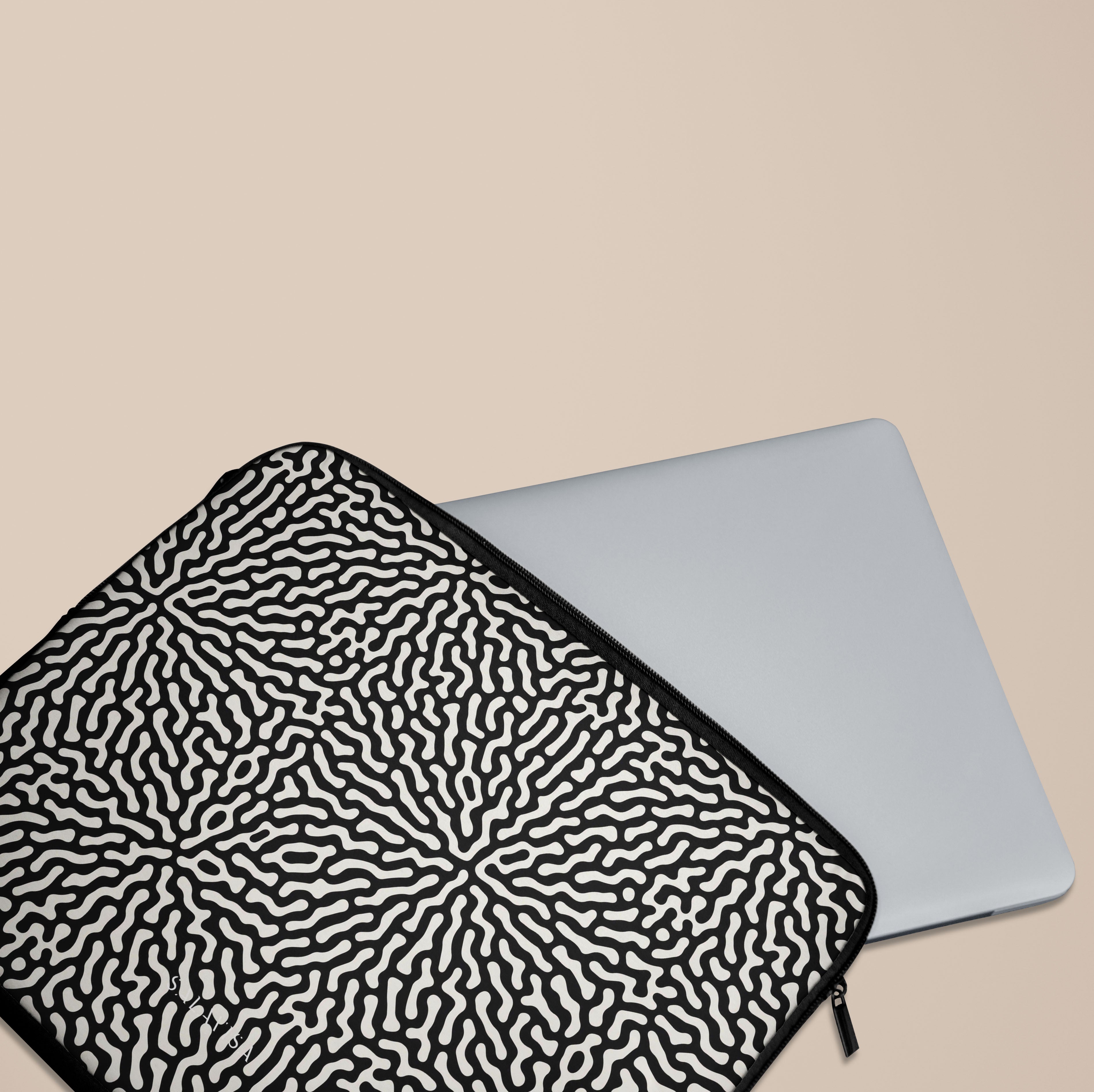 Stylish Black & White Tweed Laptop Sleeve Case - Protective 13-15 Inch MacBook Pro/Air Cover - Perfect for Work, Travel & School Accessories