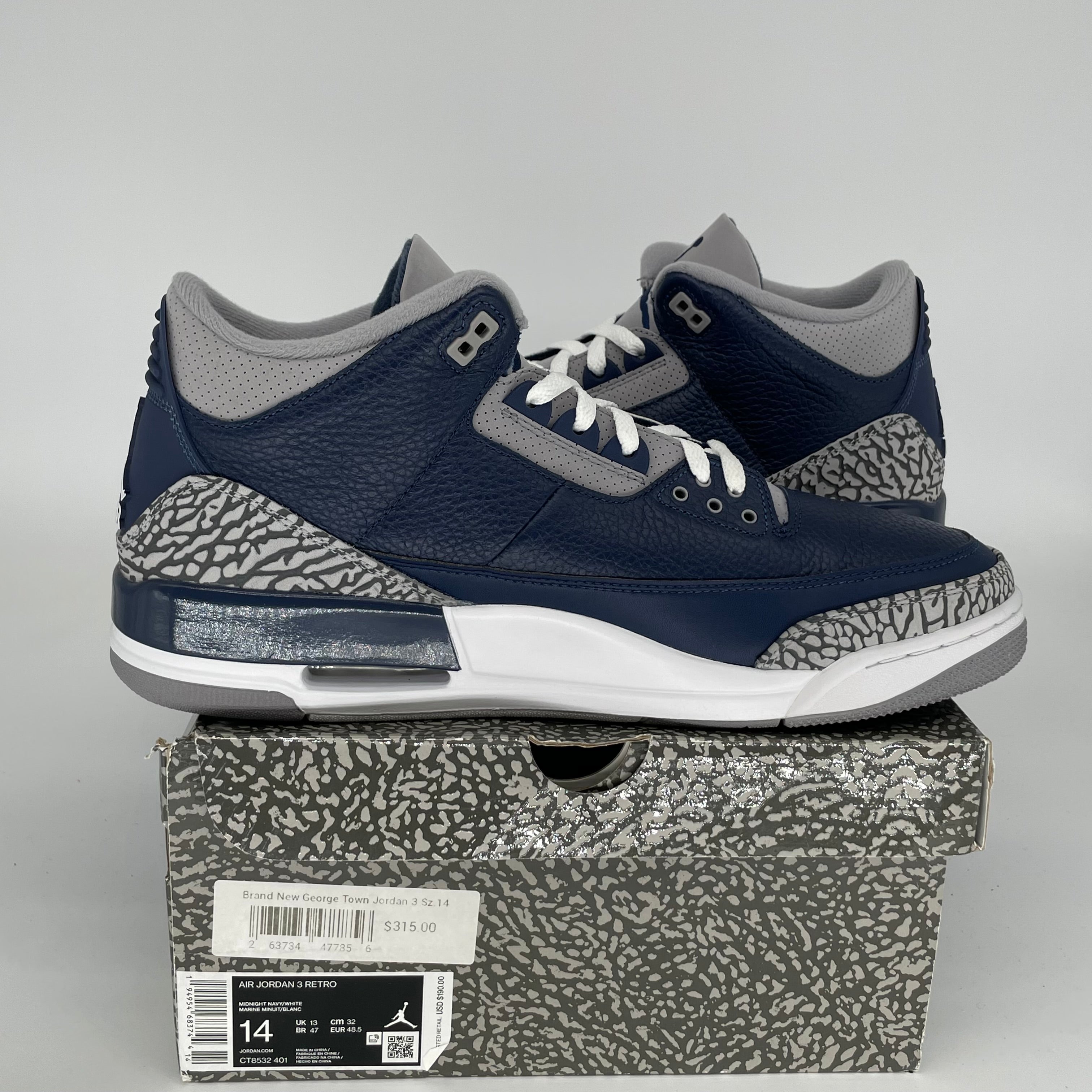 AIR JORDAN 3 GEORGETOWN Men's Basketball Shoes - Size 14 (CT8532-401) - Retro Sneakers for Casual Wear & Street Style