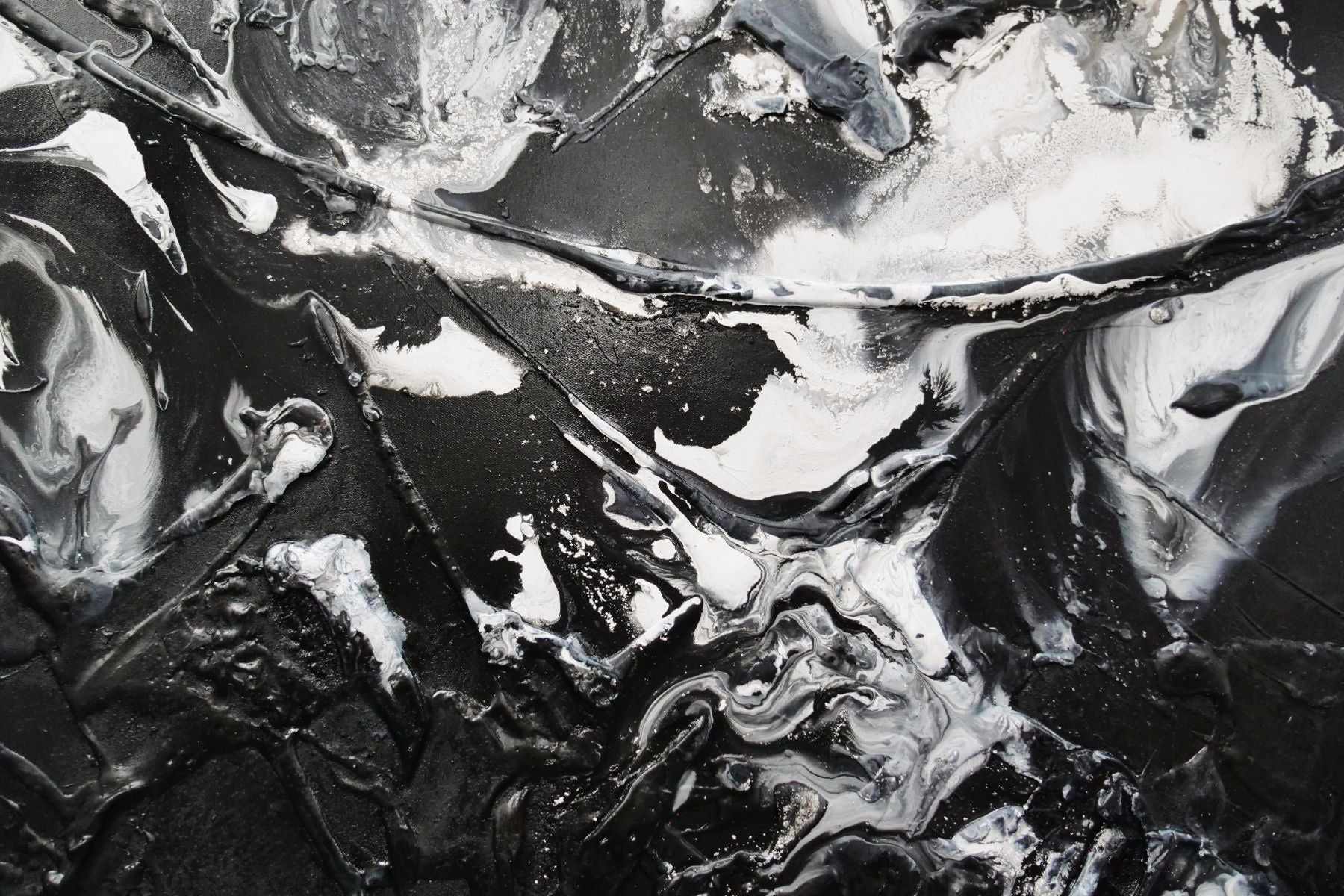 160cm x 100cm White Black Textured Abstract Canvas Painting - Illicit Noir - Modern Wall Art for Living Room, Bedroom & Office Decor