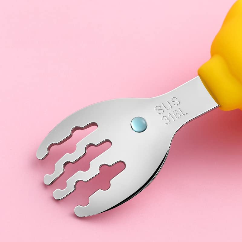2-Piece Toddler Utensil Set - Soft Silicone Spoon & Fork with Easy-Grip Handle | BPA-Free Baby Feeding Tools | Perfect for Toddlers Learning to Eat | Dishwasher Safe (Blue) - Ideal for Home, Daycare & Travel Use