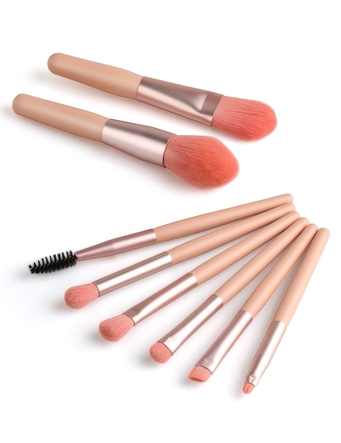 Premium Zinley 8-Piece Makeup Brush Set for Foundation, Blush, Eyeshadow, Eyeliner, Lips & Brows - Professional Portable Cosmetic Brushes for Travel & Everyday Makeup Application