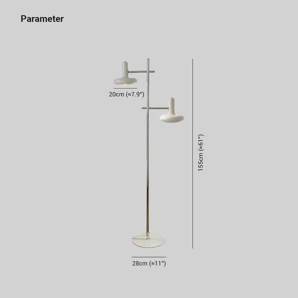 Modern White Dual Head Adjustable Floor Lamp for Living Room - Minimalist Reading Light with Flexible Arms, Perfect for Bedroom, Office, and Study Area