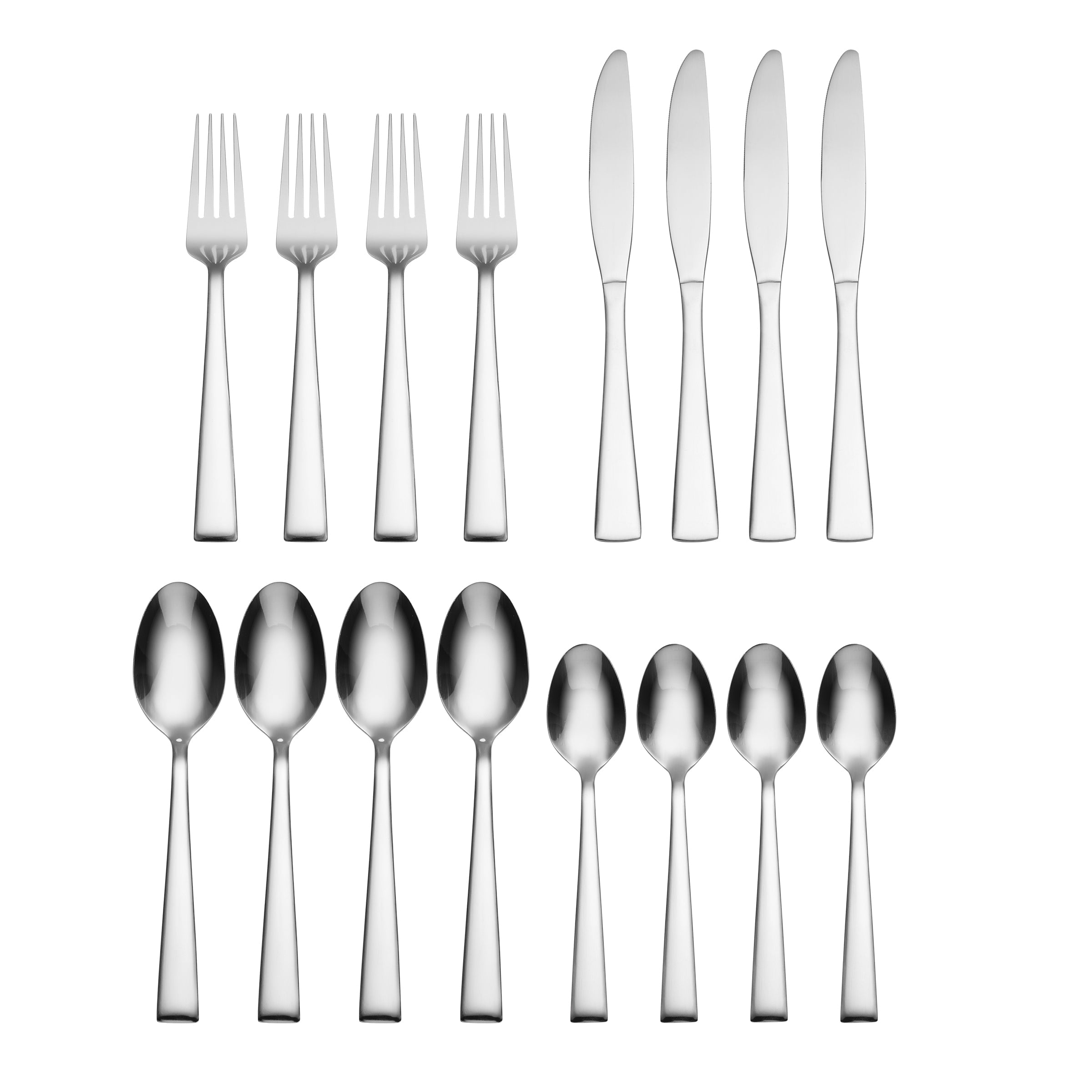 16-Piece Catalina Mirror Flatware Set - Stainless Steel Silverware for Dining, Kitchen & Entertaining - Elegant Cutlery Set for Home, Restaurant & Gifts