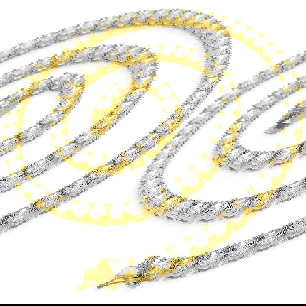 14K Gold Plated Tennis Chain Necklace - 4MM Width, 18-24 Inch Adjustable Length for Men & Women - Perfect for Casual Wear, Parties, and Special Occasions