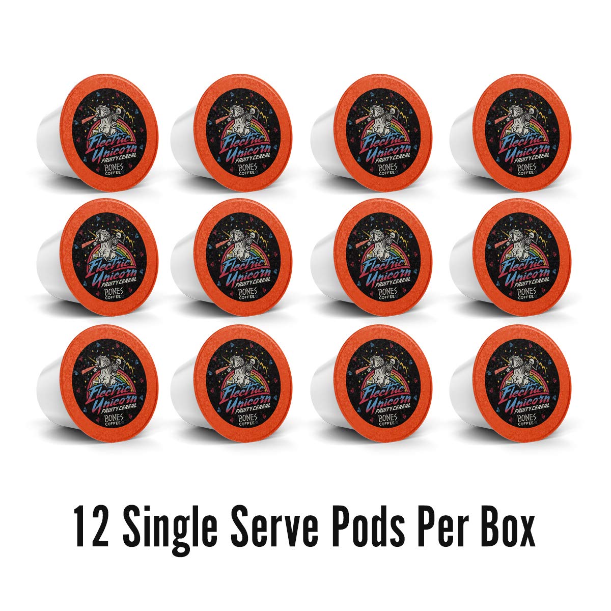 Bones Coffee Company Electric Unicorn Fruity Cereal Flavored Coffee Pods - 12 Count Single-Serve K-Cups Compatible with Keurig 1.0 & 2.0 Brewers | Perfect for Breakfast, Office or Gift Giving