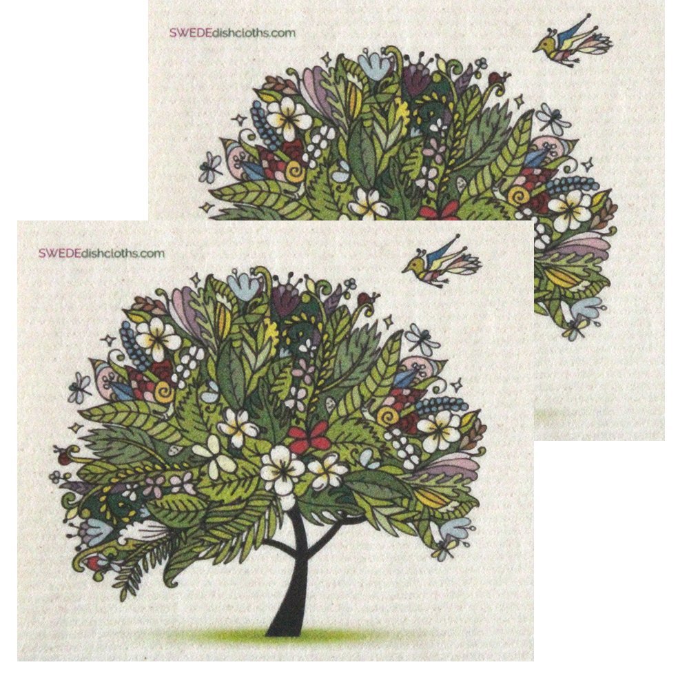 2-Pack Tropical Tree Swedish Dishcloths | Eco-Friendly, Super Absorbent & Reusable Cleaning Cloths | Perfect for Kitchen, Bathroom & Household Cleaning