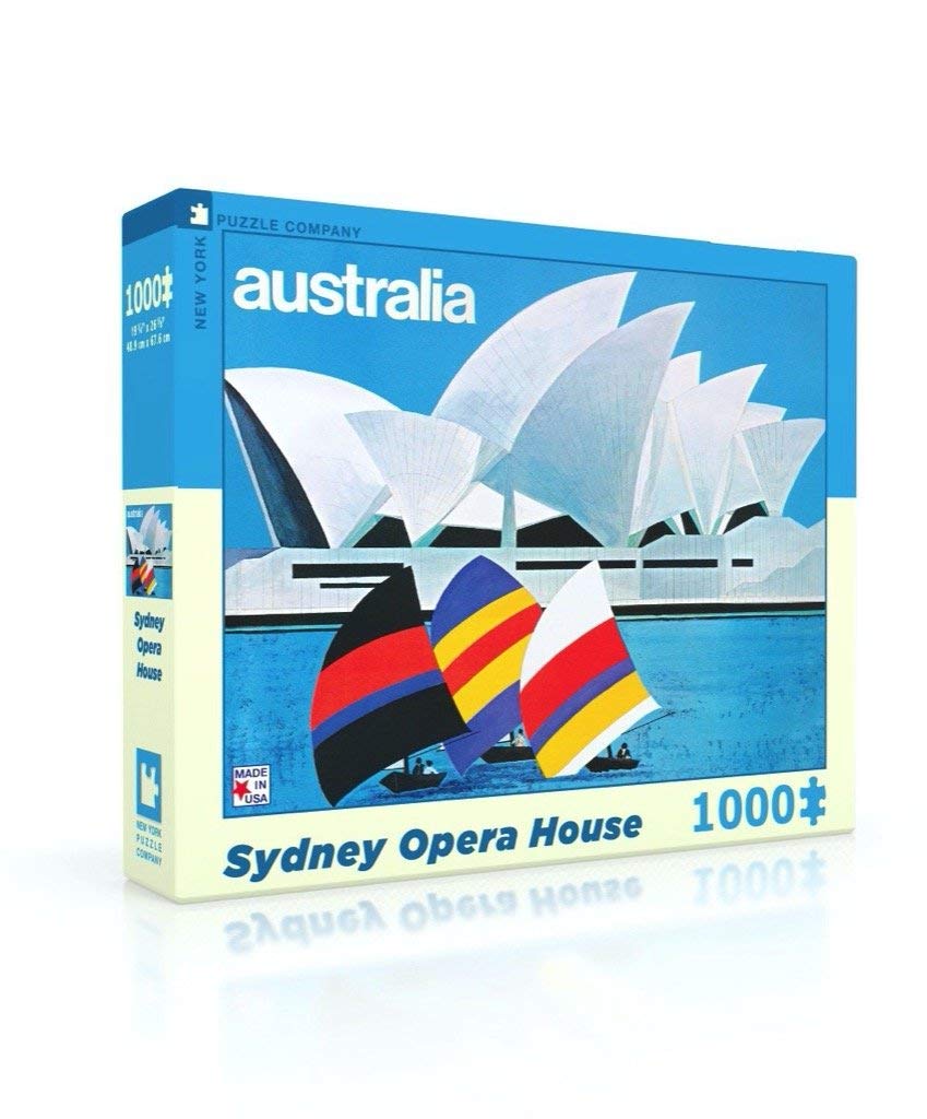 New York Puzzle Company - American Airlines Sydney Opera House 1000 Piece Jigsaw Puzzle for Adults - Challenging Art Puzzle for Home Decoration, Family Game Night & Travel Souvenir