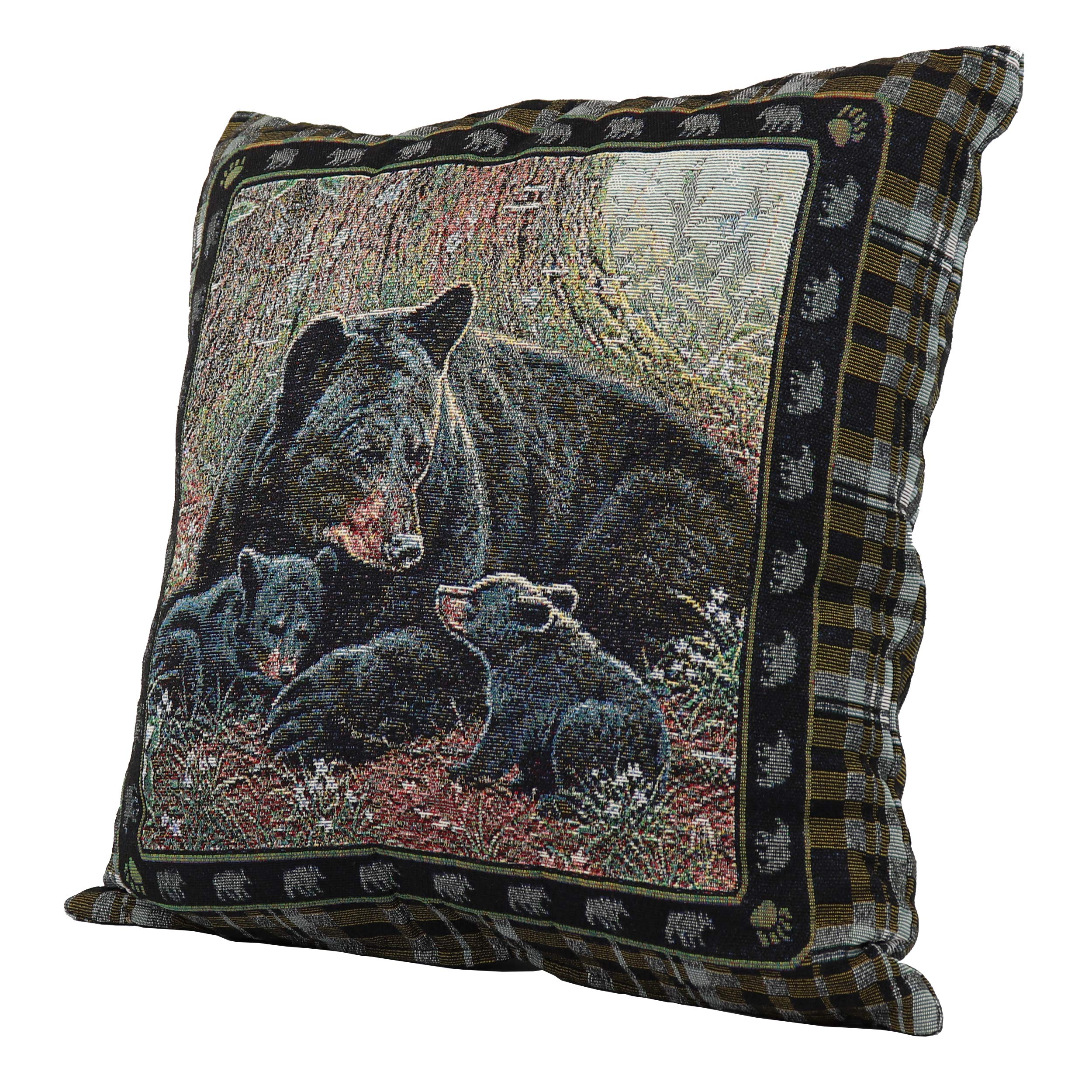 Rivers Edge Products 18x18 Inch Tapestry Throw Pillow Set of 2 - Square Decorative Pillows with Removable Covers for Living Room, Bedroom, Sofa - Rustic Bear Design Home Decor for Cabin, Lodge, Farmhouse Style