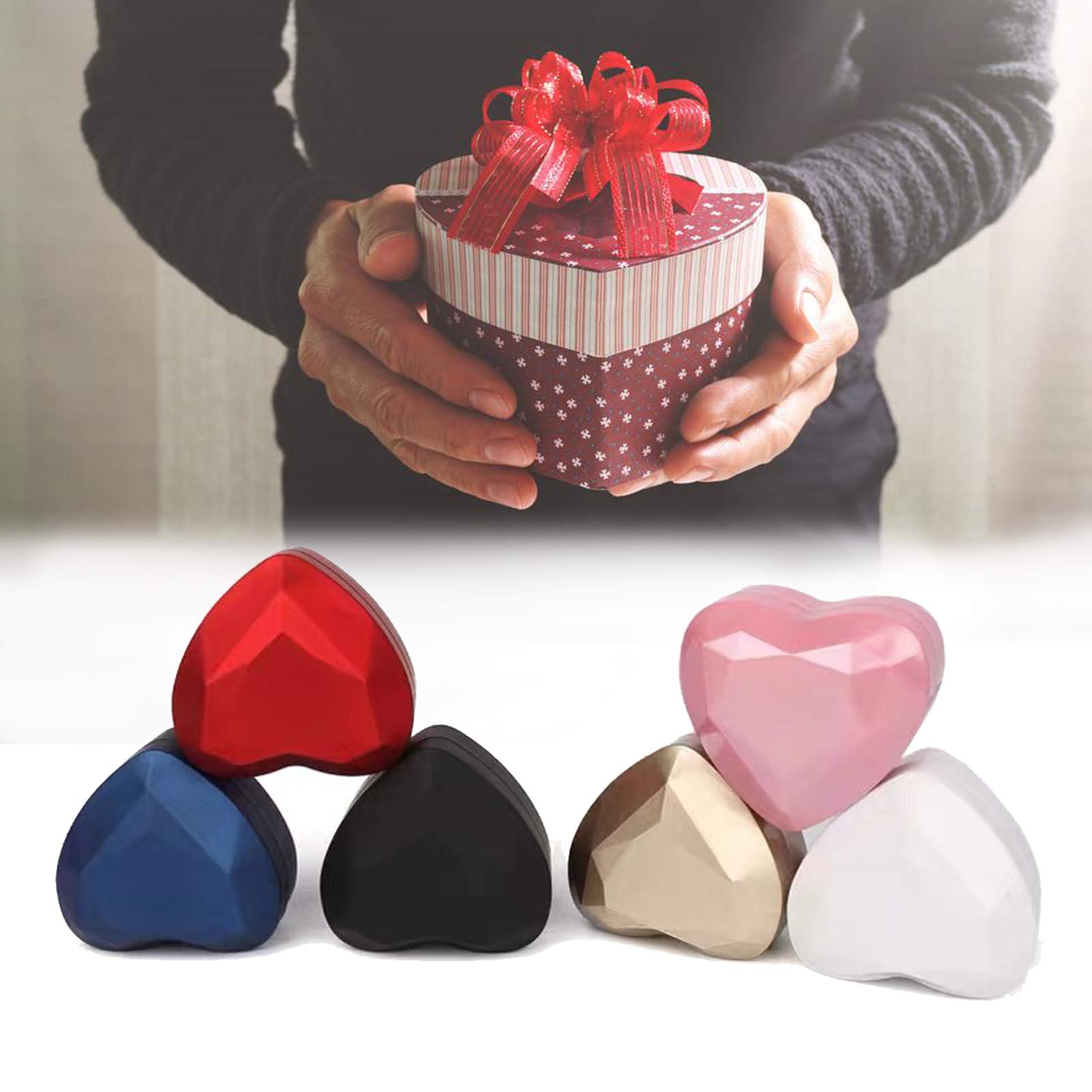 Heart-Shaped LED Wedding Ring Box - Proposal Engagement Jewelry Gift Box for Wedding, Valentine's Day, Anniversary & Christmas (White) - Perfect for Romantic Proposals & Special Occasions