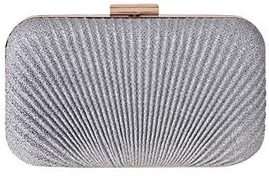 Elegant Silver Women's Evening Clutch Purse - Hard Shell Folded Design for Parties, Weddings & Formal Events | Perfect Small Dress Bag for Special Occasions