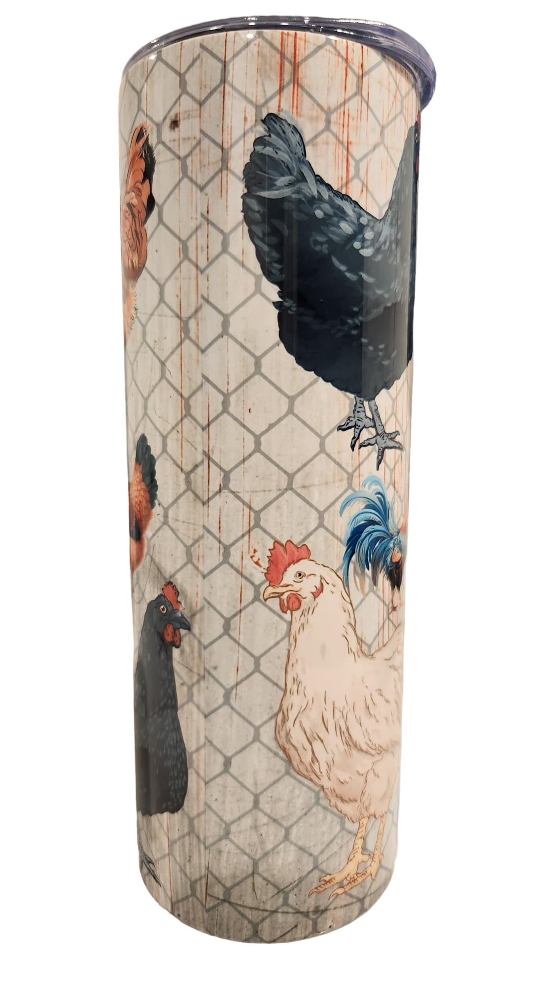 Funny Farm Country Theme Chicken Easily Distracted By Peckers 20oz Stainless Steel Skinny Tumbler - Insulated Travel Mug for Coffee, Tea & Water - Perfect for Office, Commuting & Outdoor Adventures