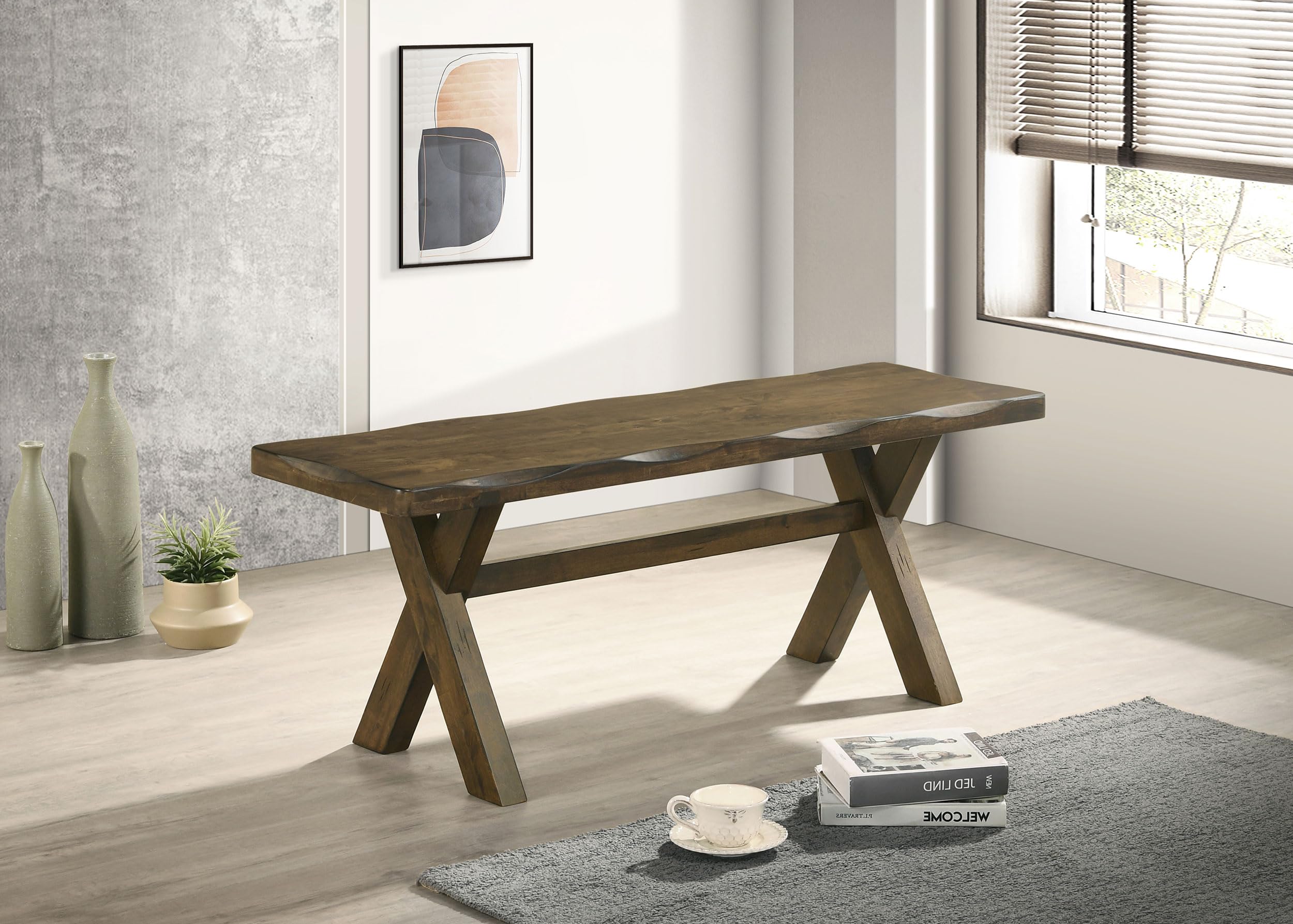 Coaster Furniture Alston Bench in Knotty Nutmeg Finish - Stylish and Durable Wooden Entryway Bench for Hallway, Living Room, or Bedroom Decor